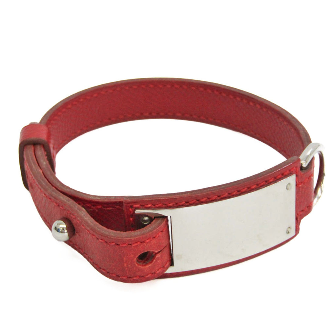 Hermès Mini Dog Red Leather Bracelet 