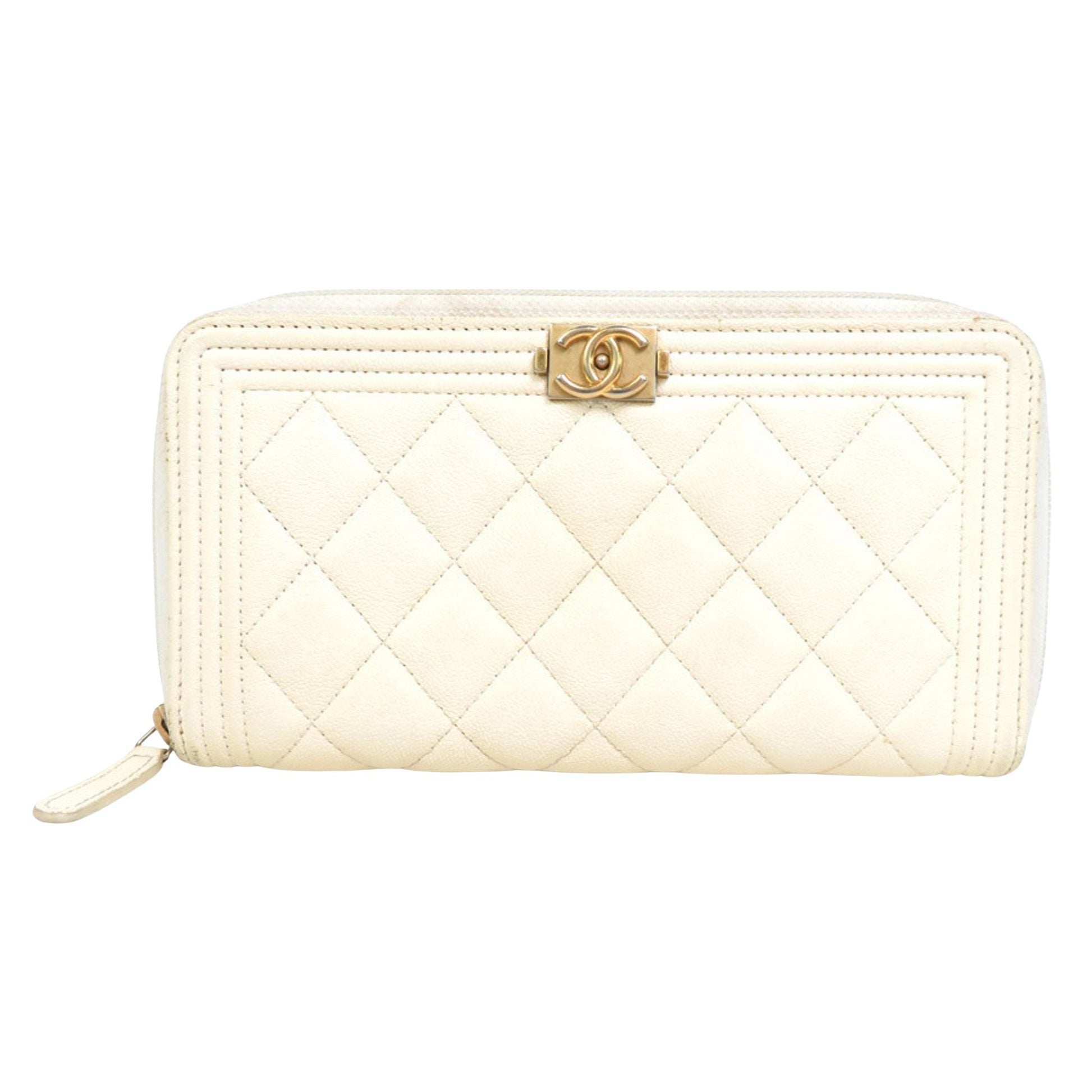 Chanel Boy White Leather Wallet 