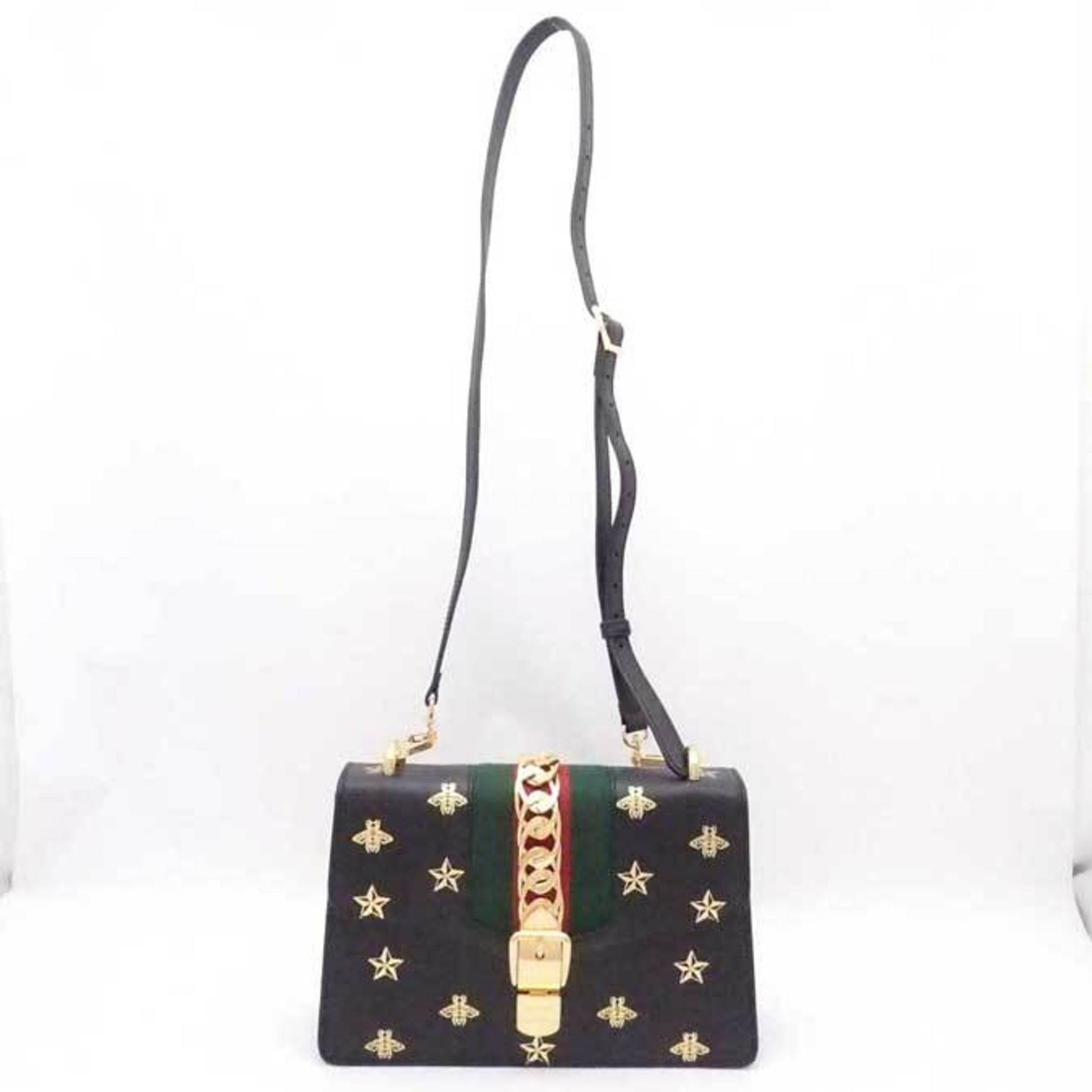 Gucci Sylvie Black Leather Shoulder Bag