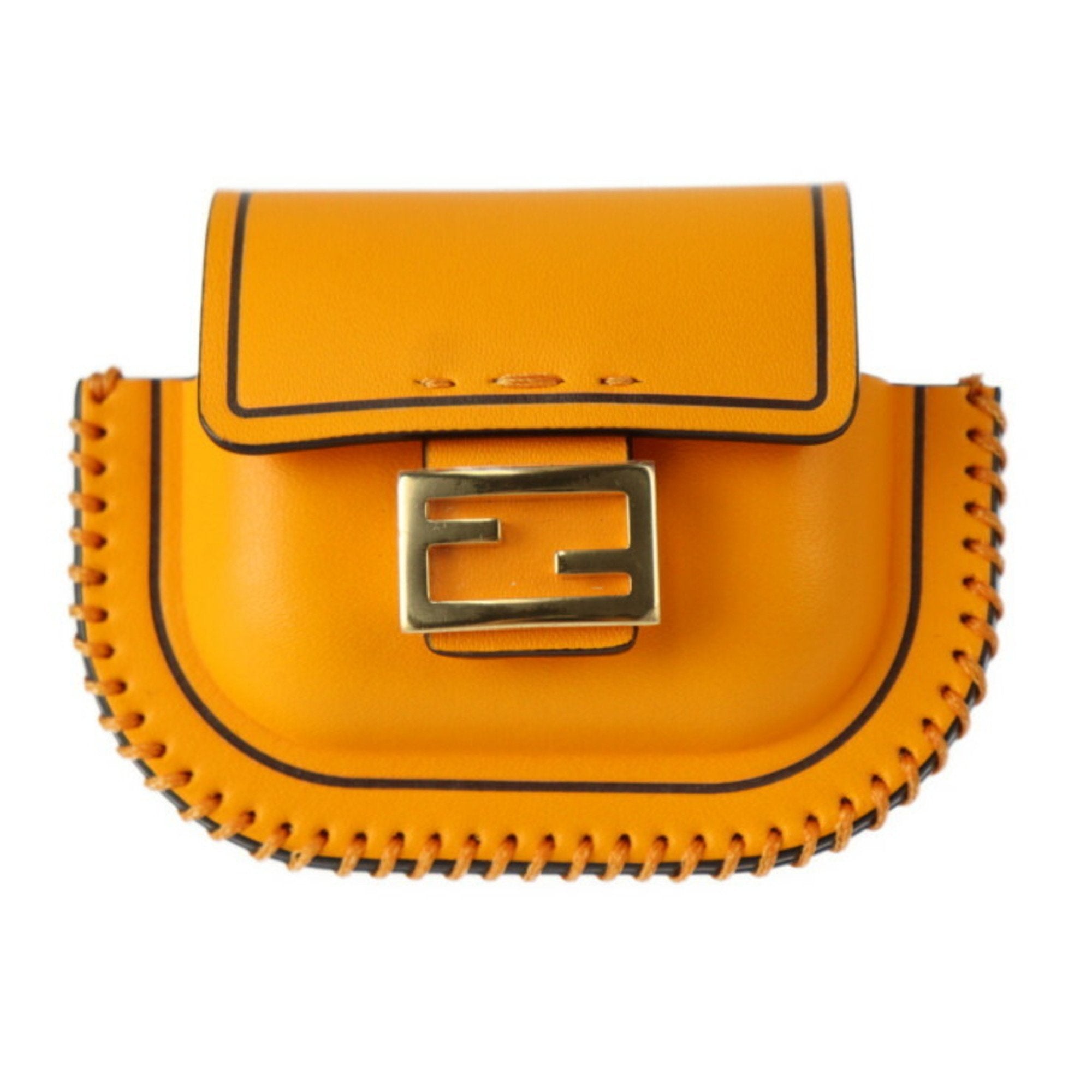 Fendi Baguette Orange Leather Clutch Bag