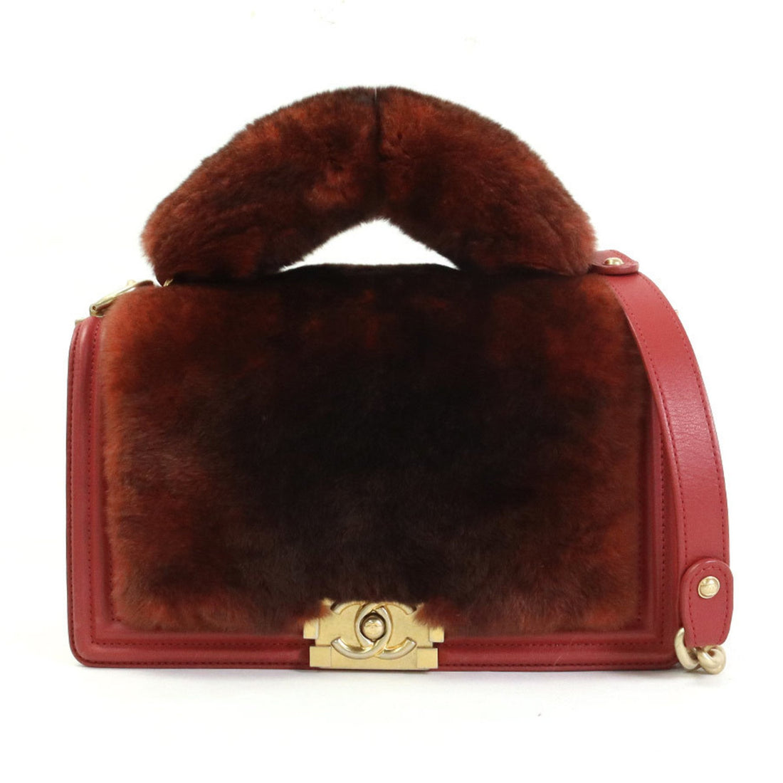 Chanel Rabbit Red Fur Handbag 