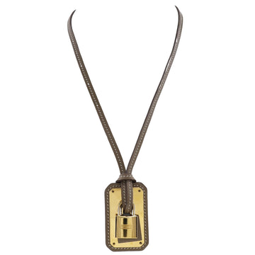 Hermès O'kelly Gold Leather Necklace 