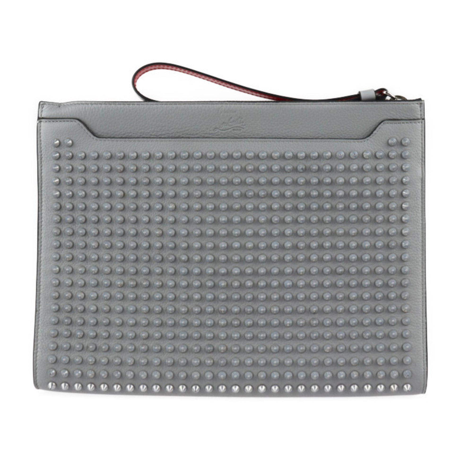 Christian Louboutin Grey Pony-Style Calfskin Clutch Bag