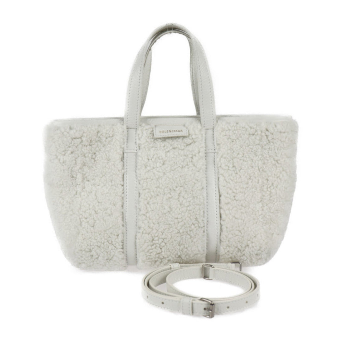 Balenciaga White Wool Shoulder Bag