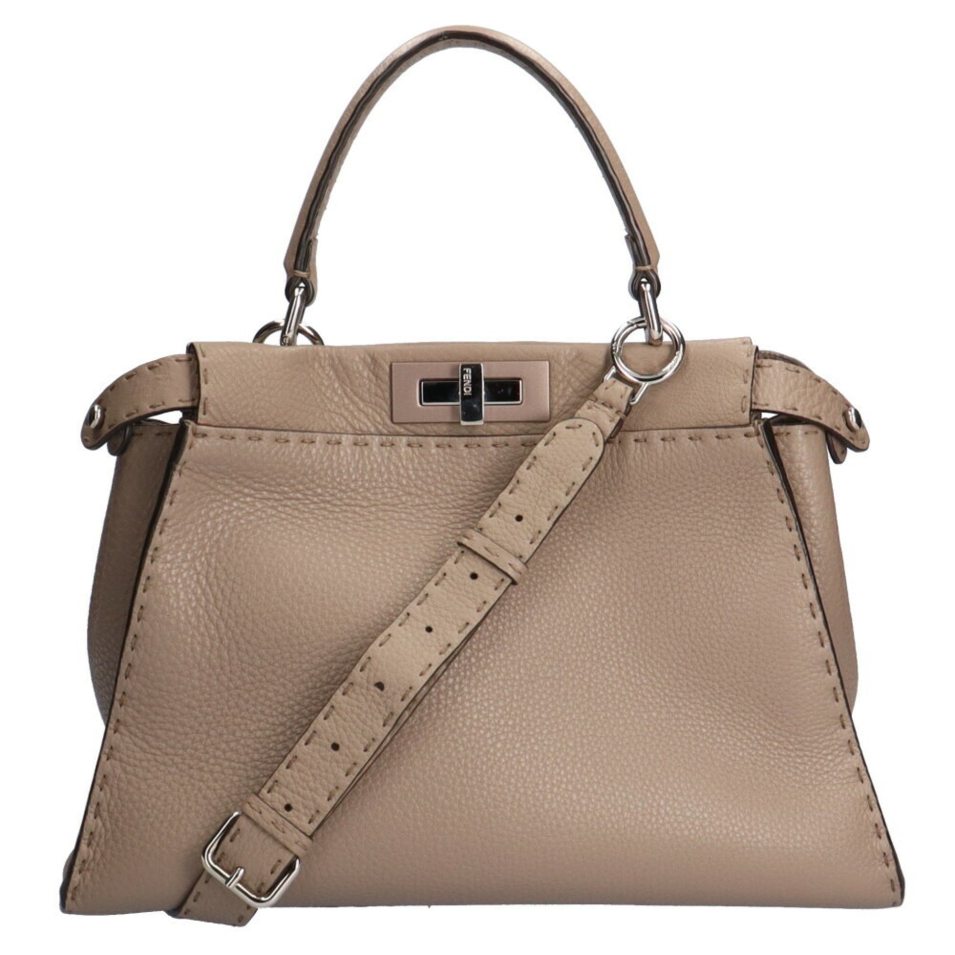 Fendi Peekaboo Grey Pony-Style Calfskin Shopper Bag