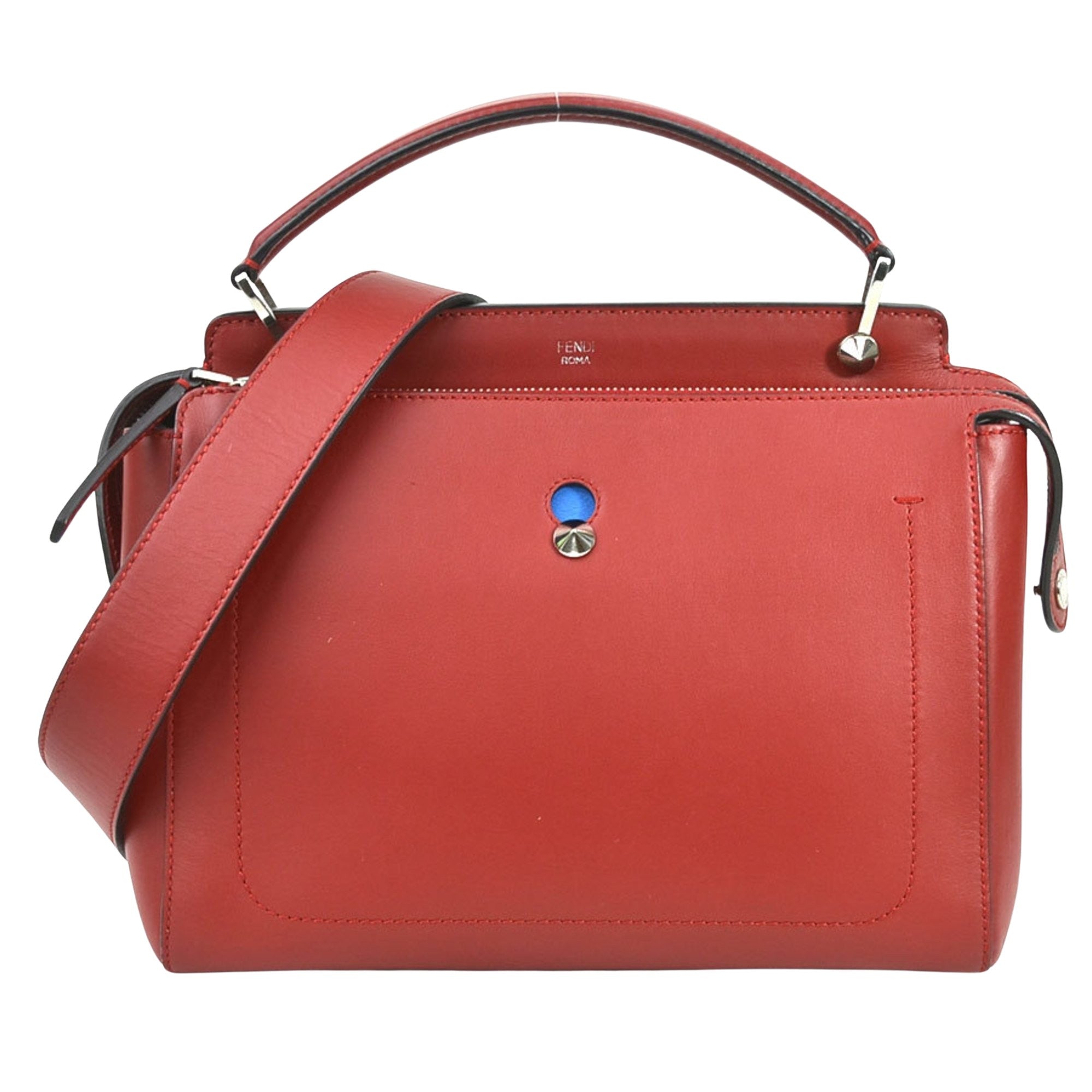 Fendi Dot Com Red Leather Handbag 