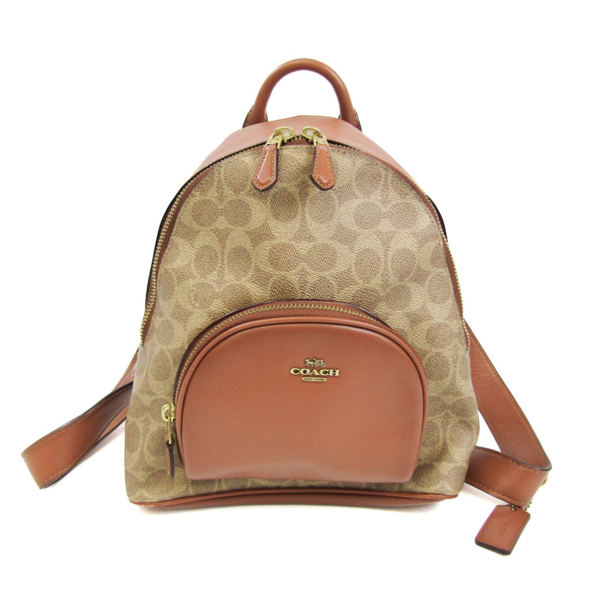 Coach Signature Beige Canvas Backpack Bag