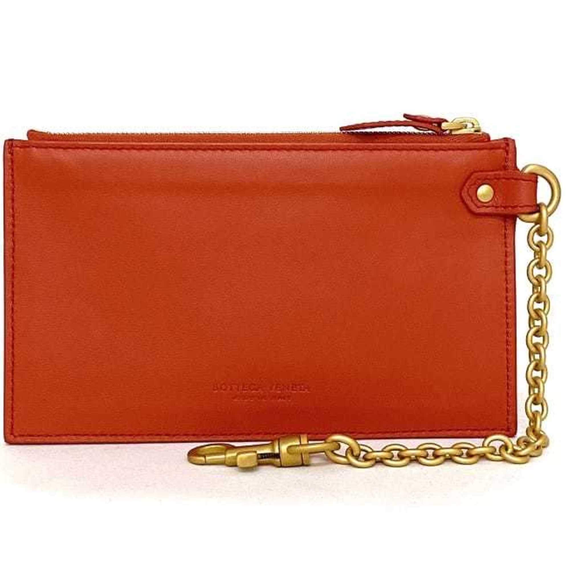 Bottega Veneta Orange Leather Wallet 