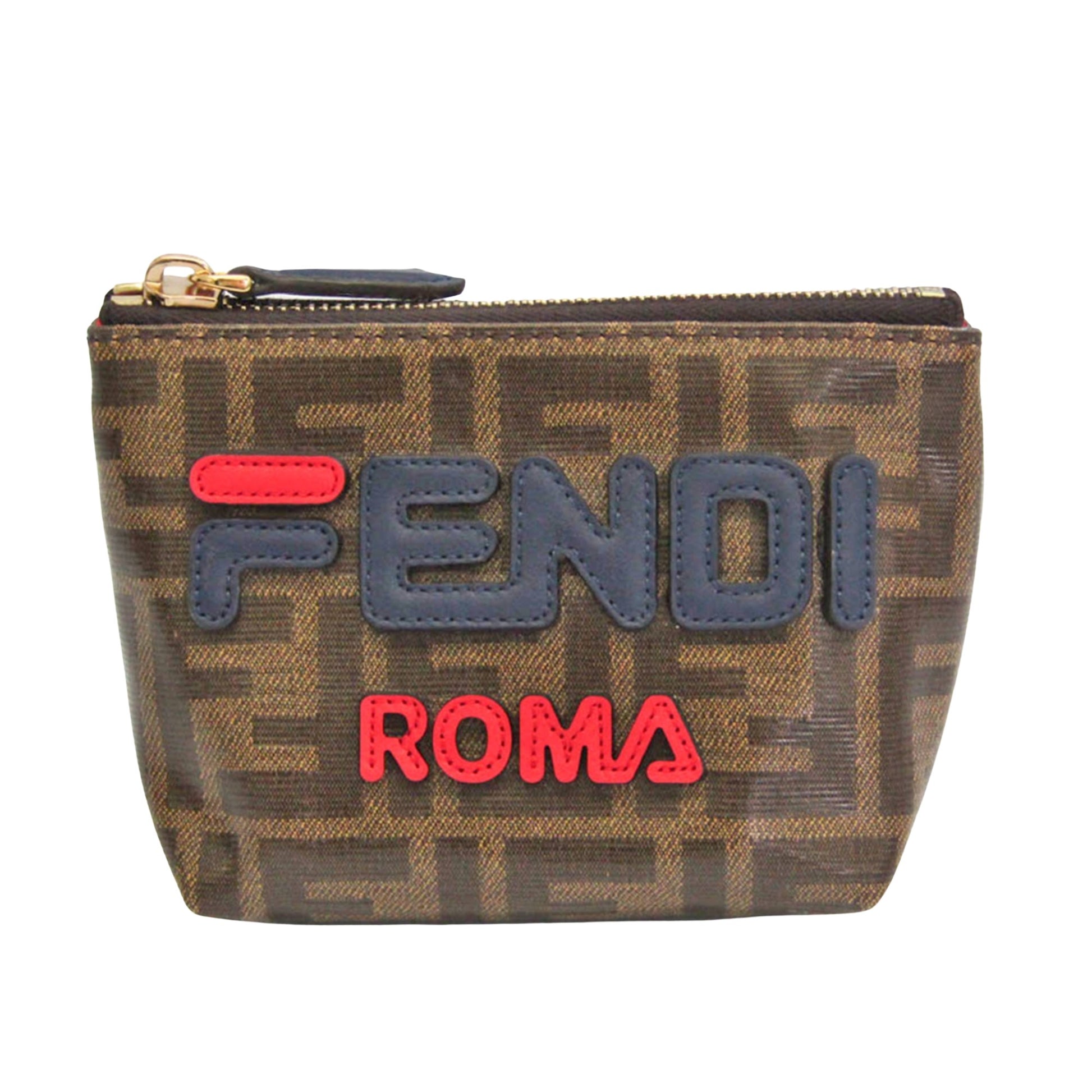 Fendi Pocket Brown Canvas Clutch Bag