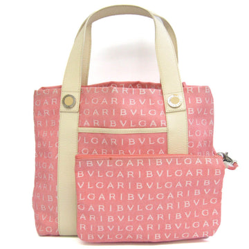 Bulgari Logo mania Pink Canvas Tote Bag