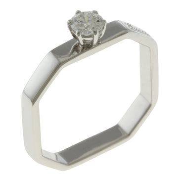 Gucci Baguette Silver White Gold Ring 