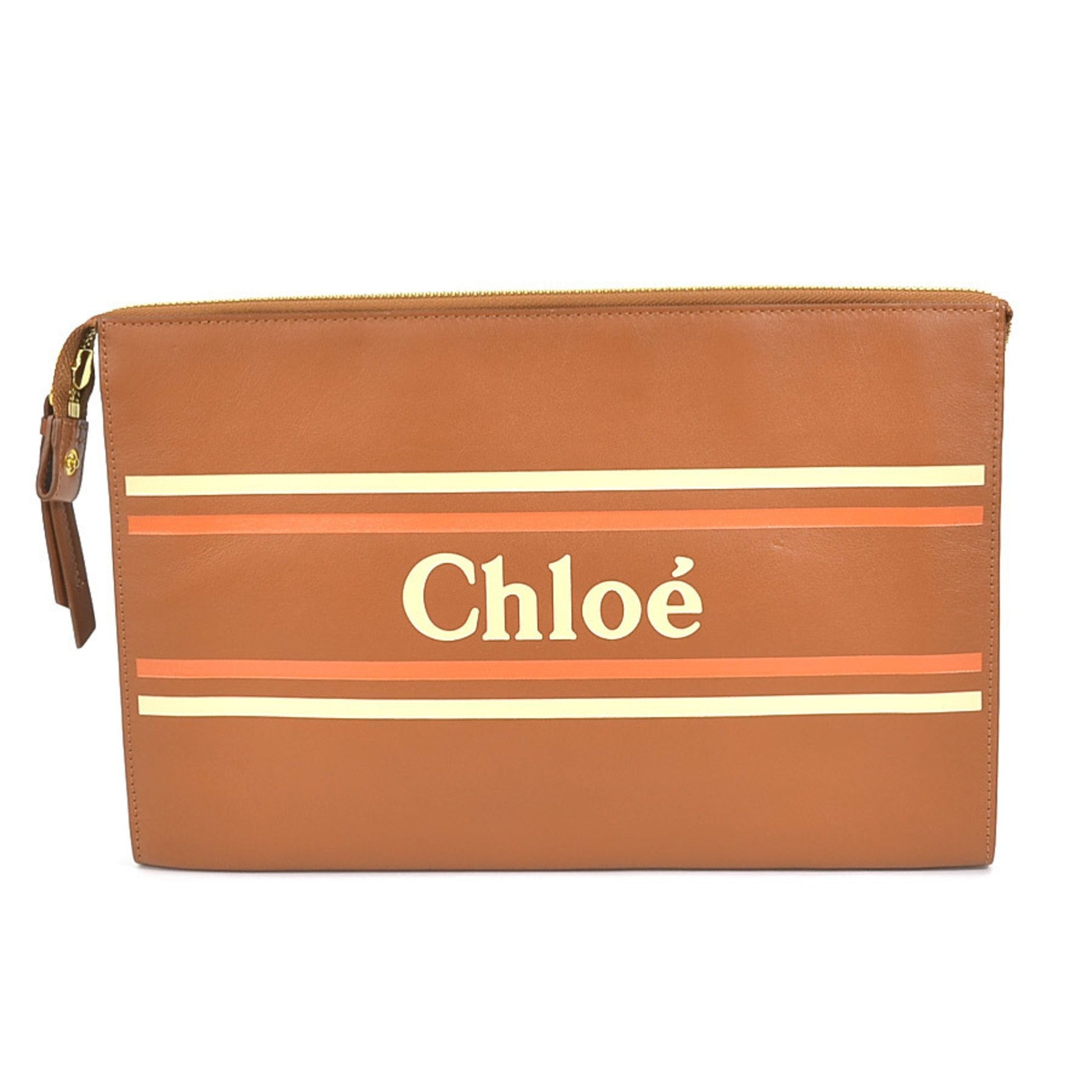 Chloé Brown Leather Clutch Bag