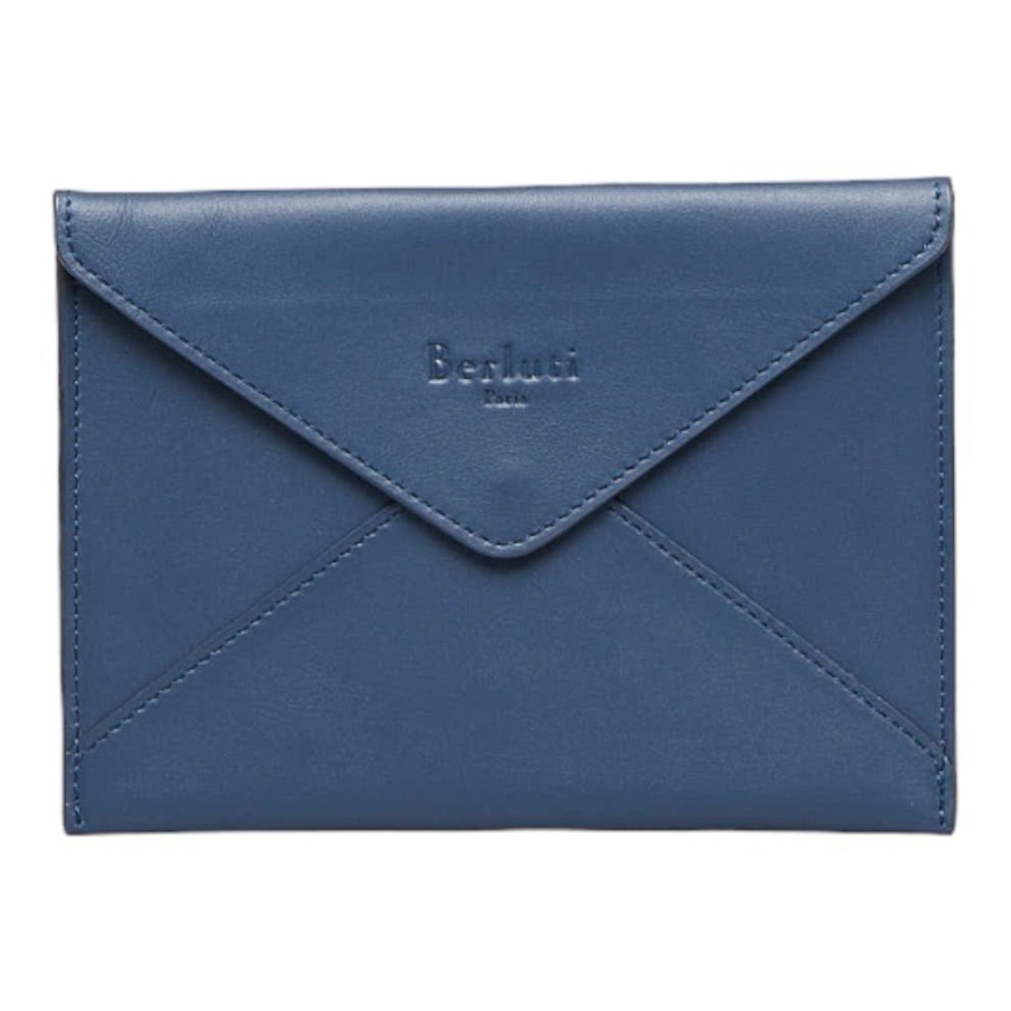 Berluti Navy Leather Clutch Bag