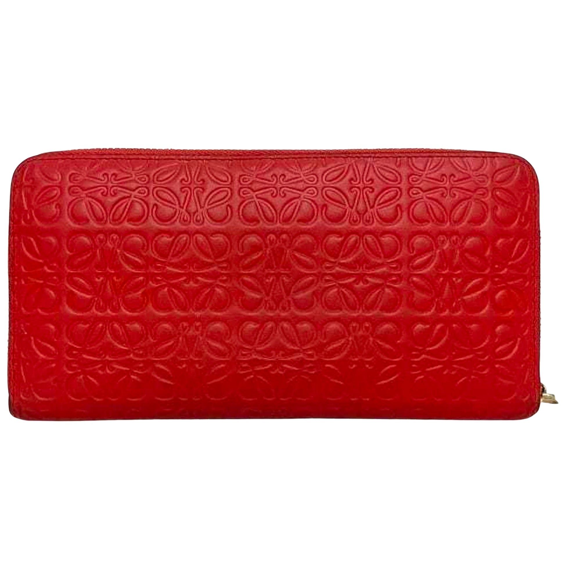 Loewe Repeat zip around wallet Red Leather Wallet 