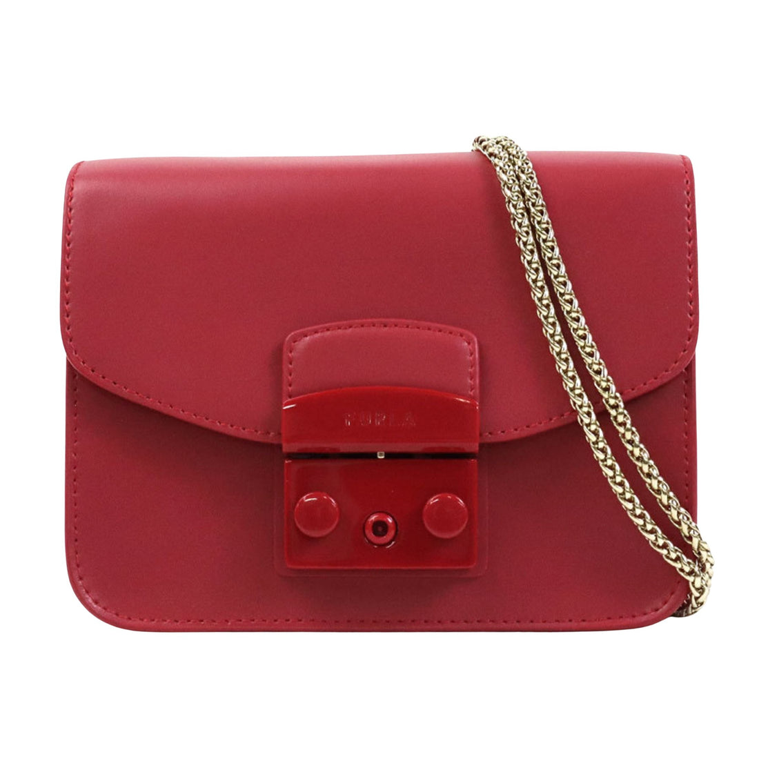 Furla Metropolis Red Leather Shoulder Bag