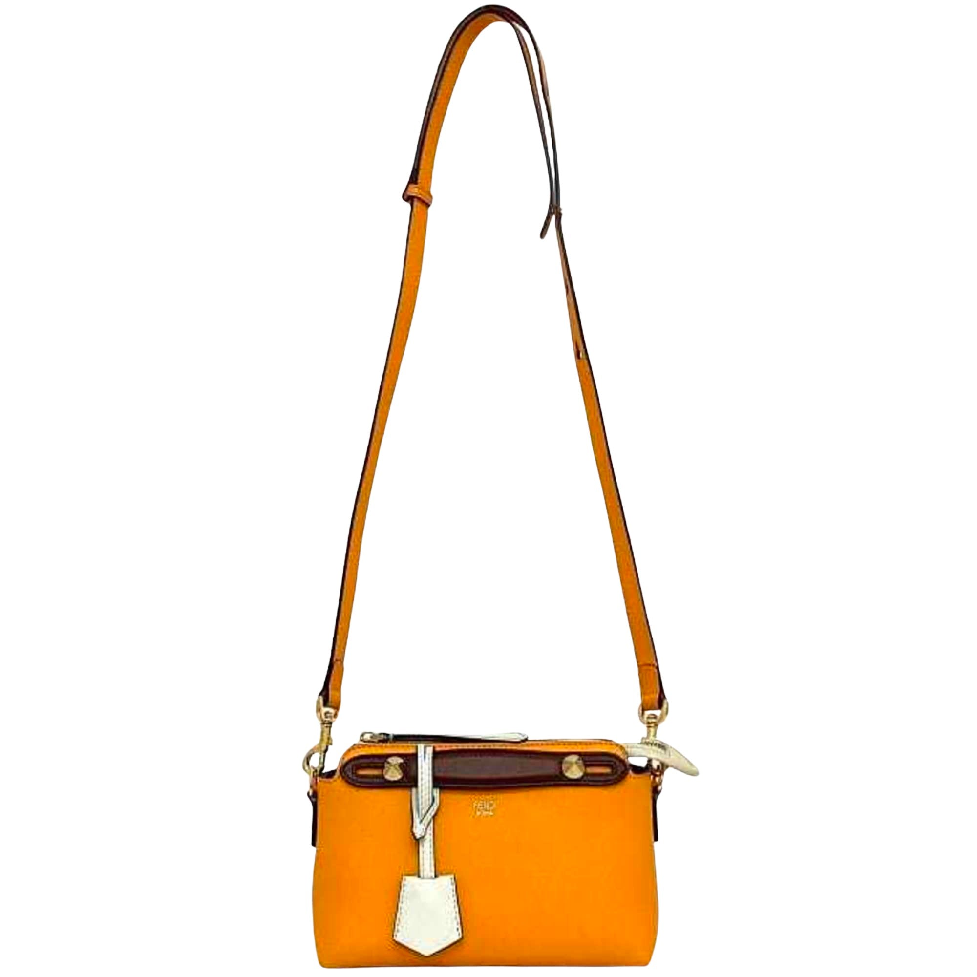 Fendi By The Way Mini Orange Leather Shoulder Bag