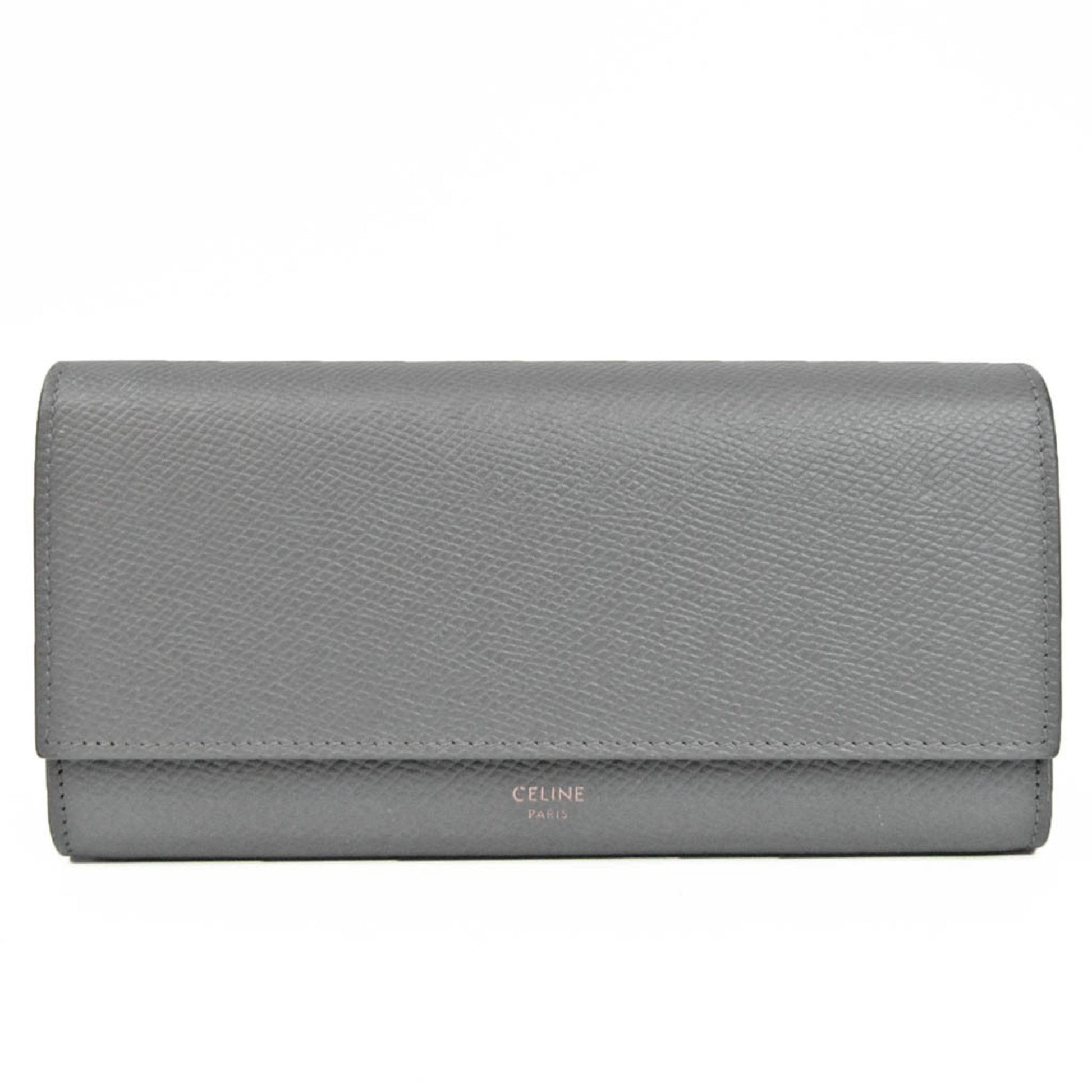 Céline Large Flap Wallet Grey Pony-Style Calfskin Wallet 