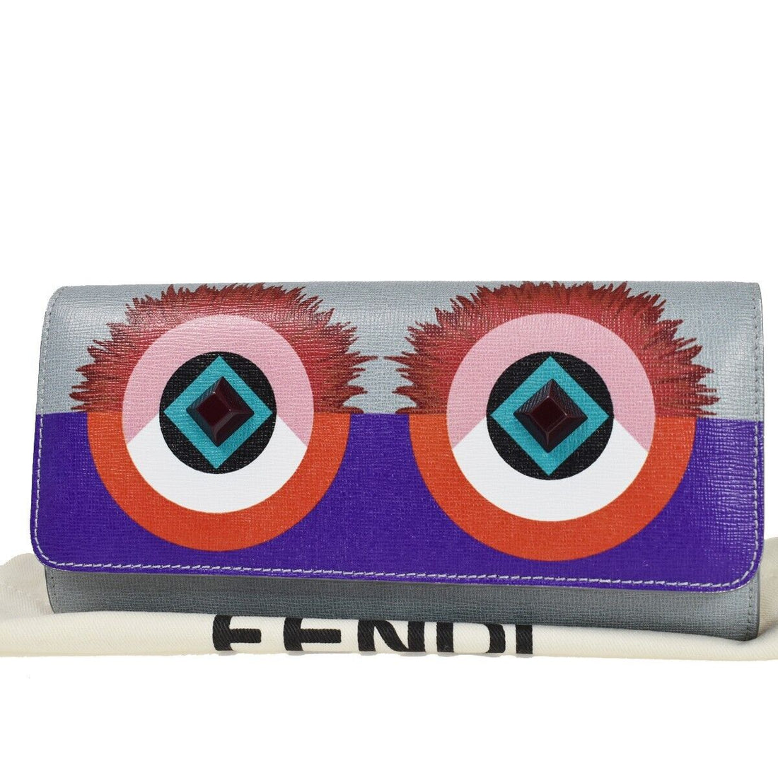 Fendi Monster Grey Leather Wallet 