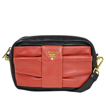 Prada Ribbon Black Leather Shoulder Bag