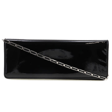 Salvatore Ferragamo Black Patent Leather Clutch Bag