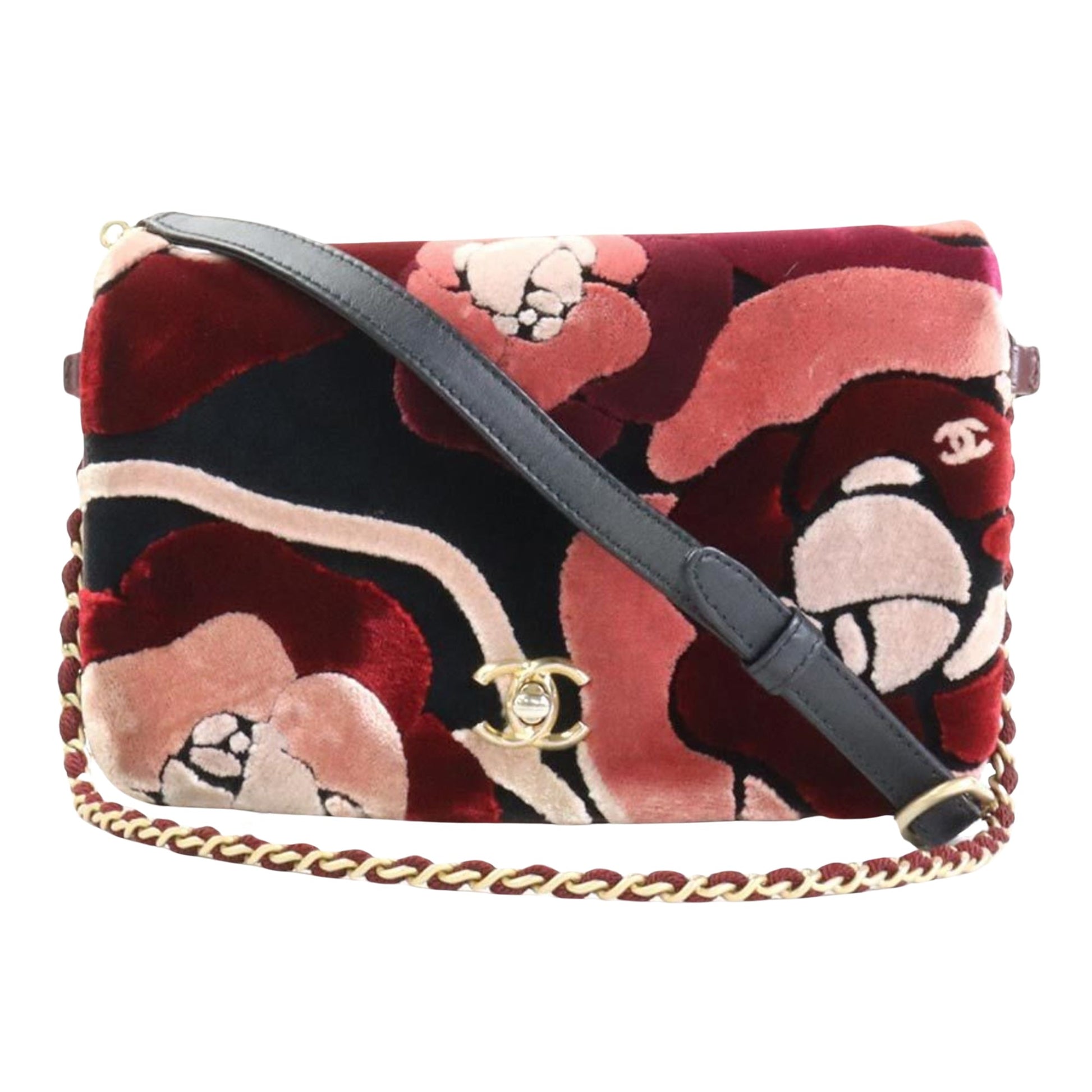 Chanel Camellia Multicolour Velvet Shoulder Bag