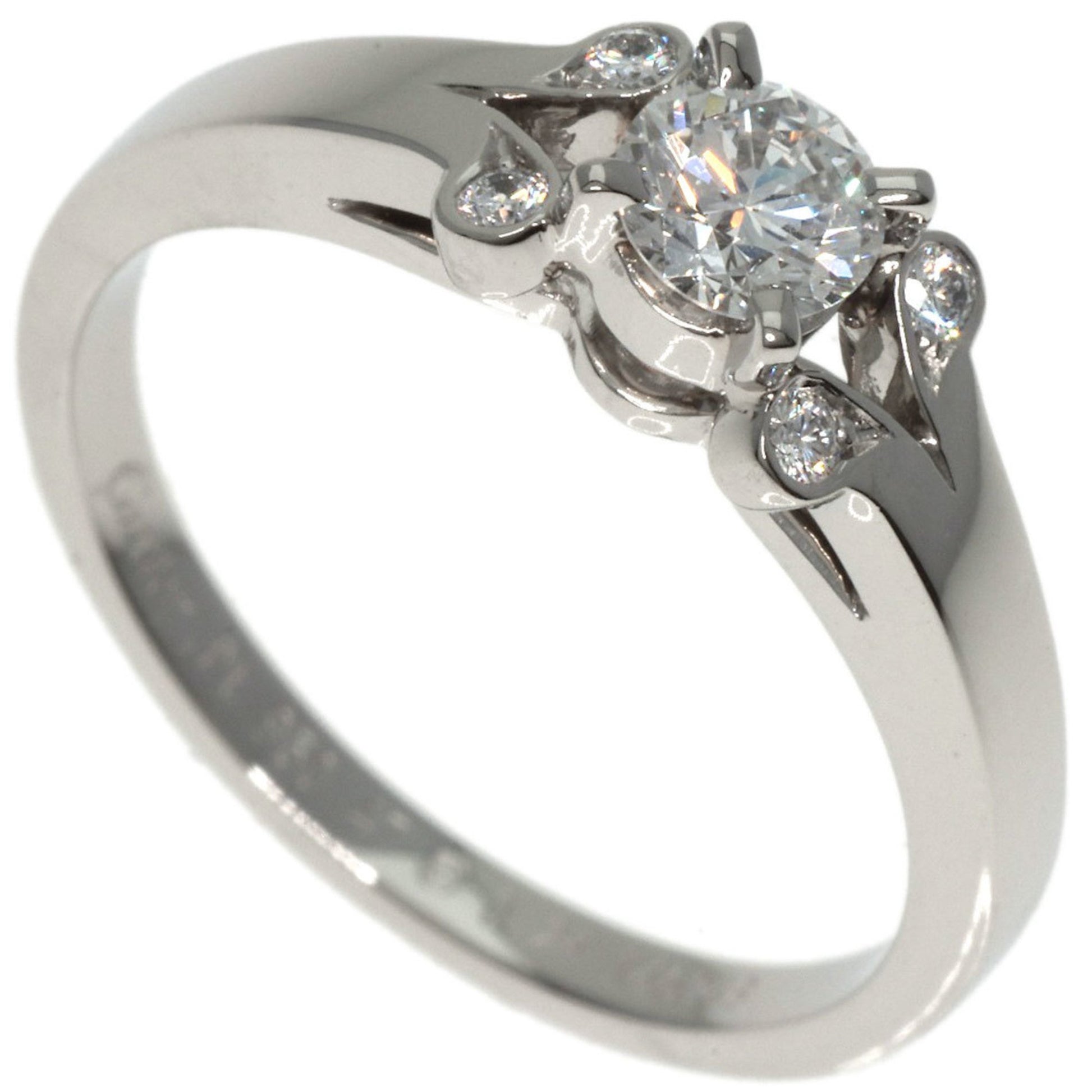 Cartier Solitaire Silver Platinum Ring 