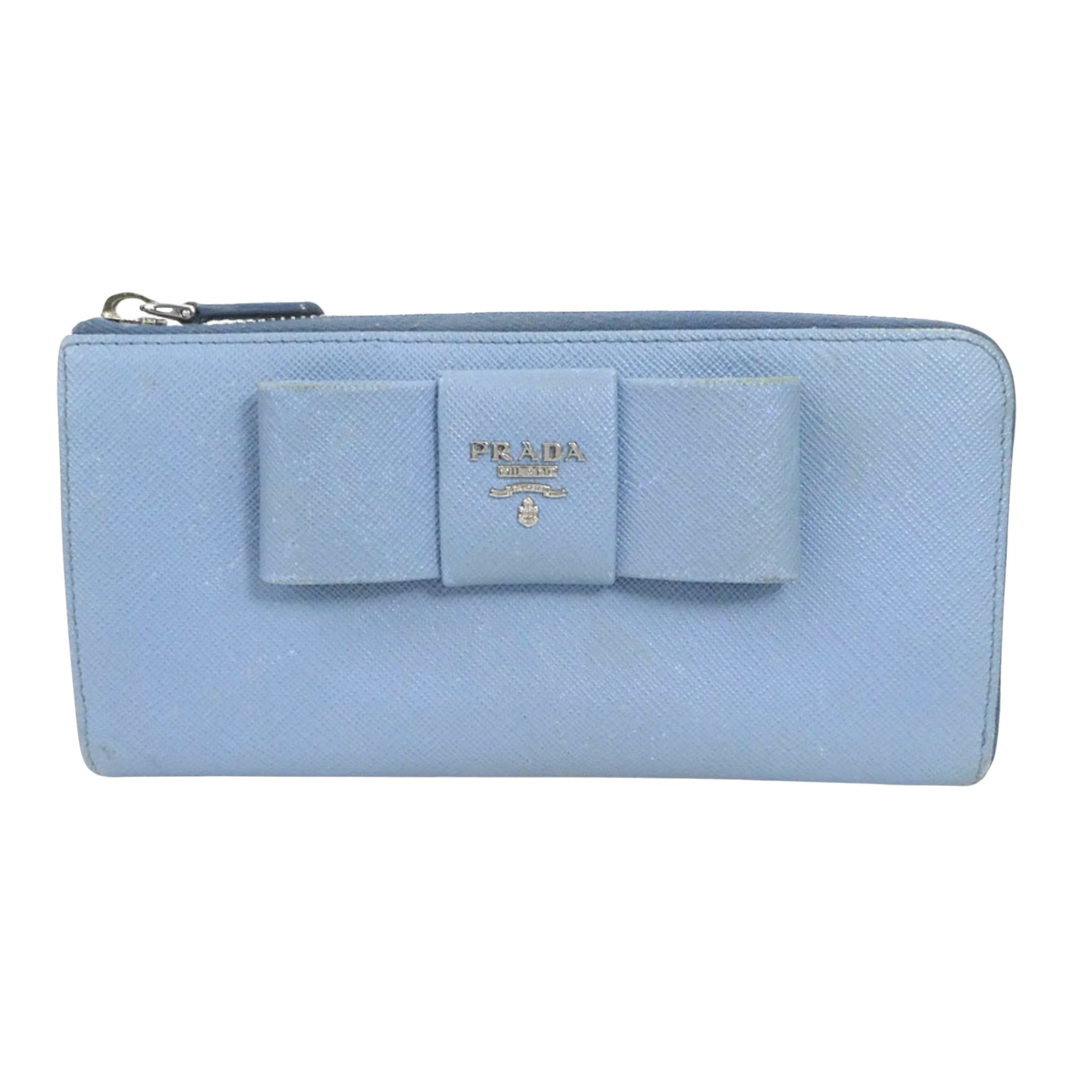 Prada Saffiano Blue Leather Wallet 