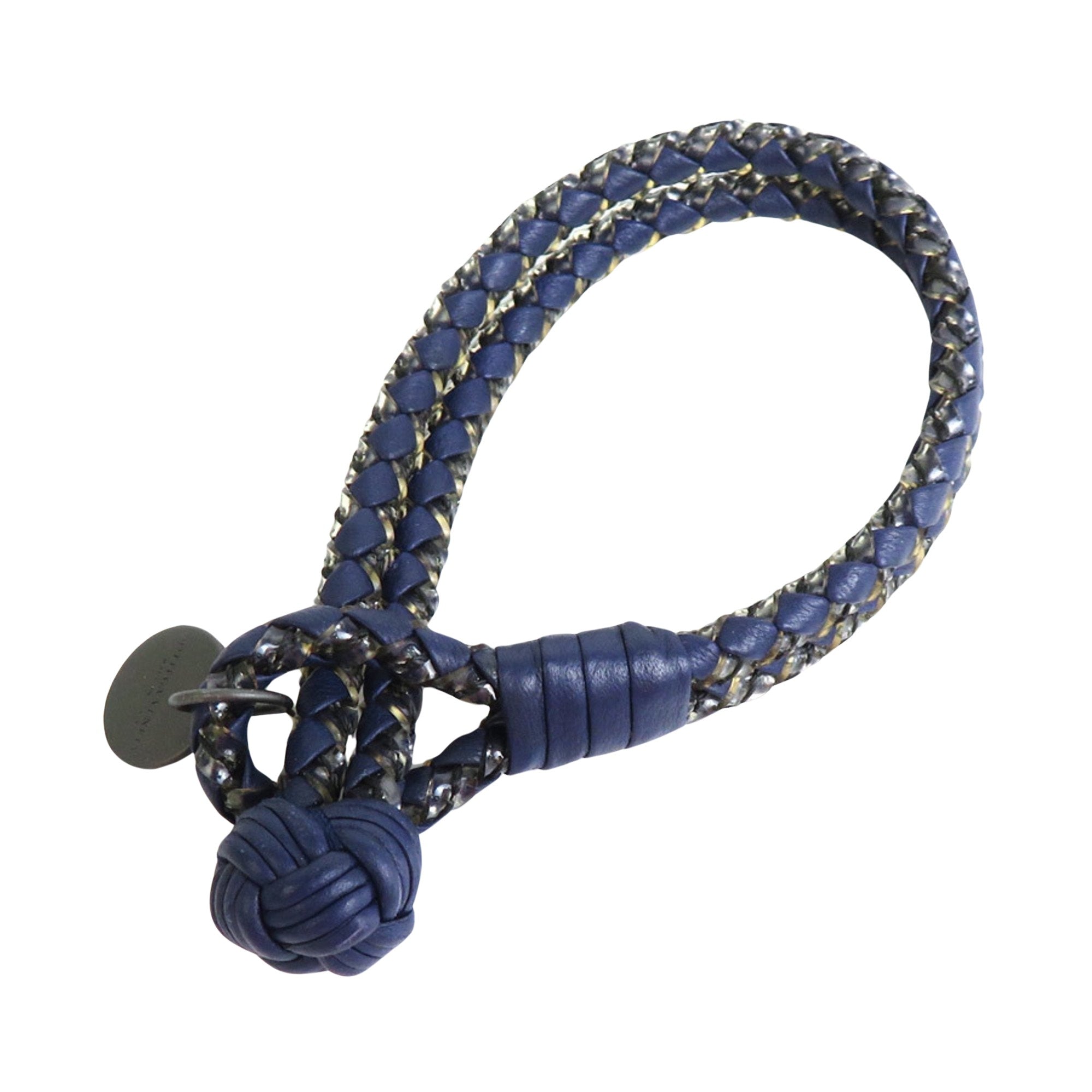 Bottega Veneta Navy Leather Bracelet 