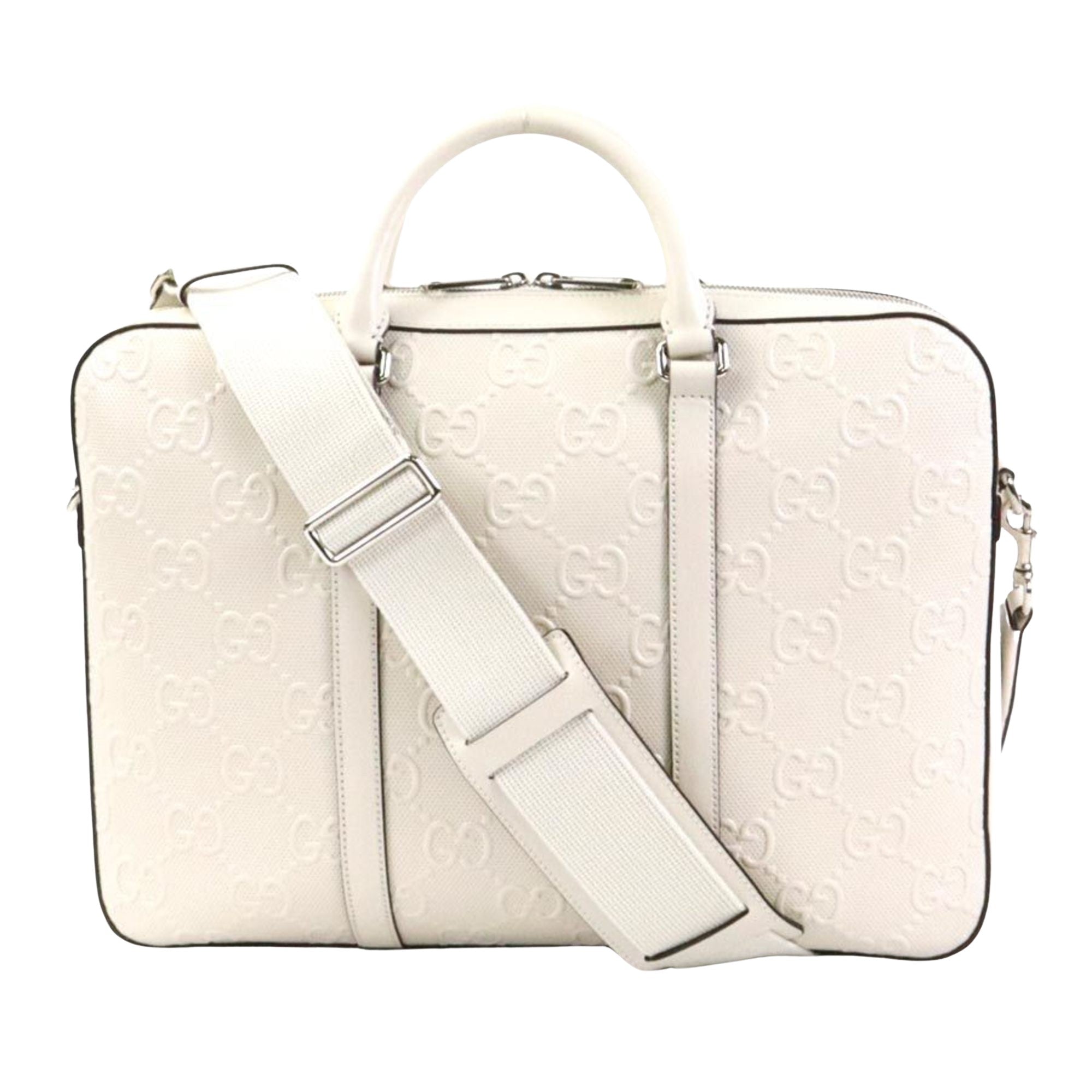 Gucci GG Jumbo White Leather Travel Bag