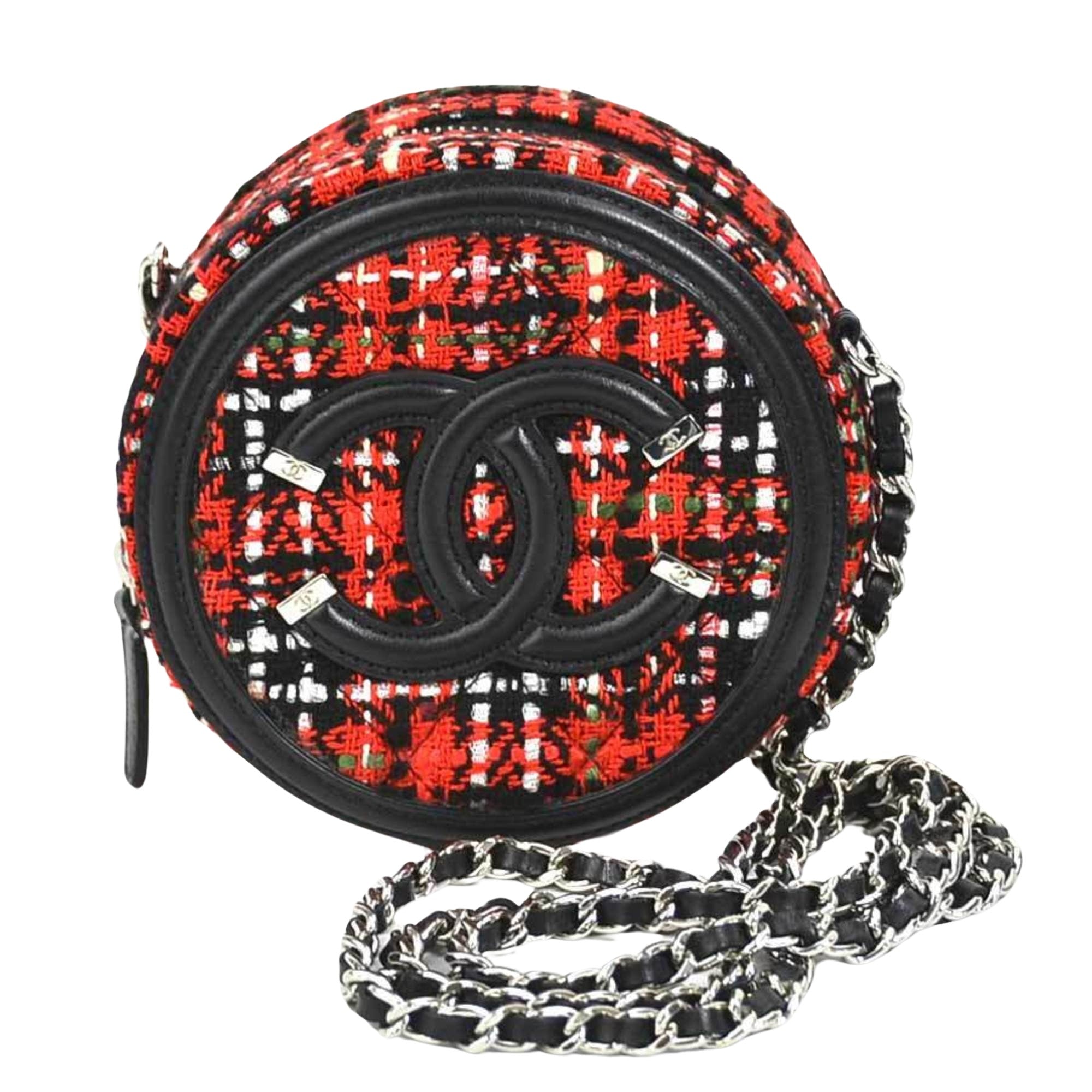 Chanel Ronde Red Tweed Shoulder Bag