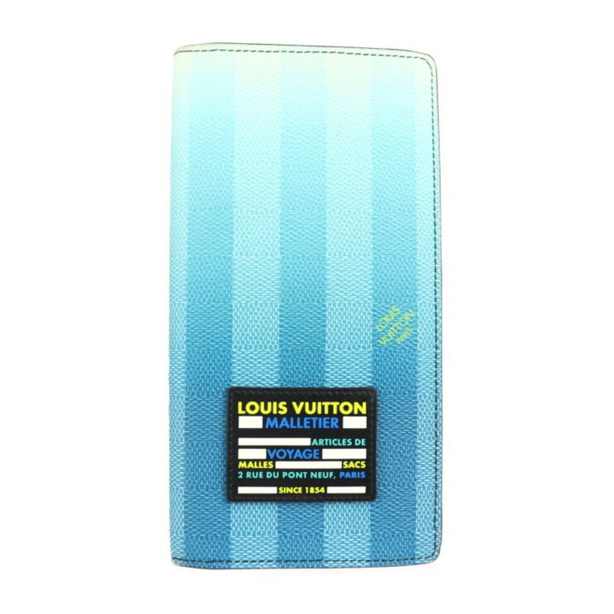 Louis Vuitton Portefeuille Brazza Blue Canvas Wallet 