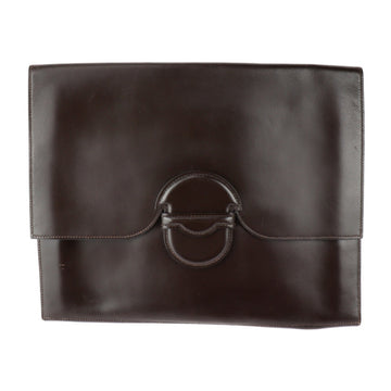 Hermès Faco Brown Leather Clutch Bag