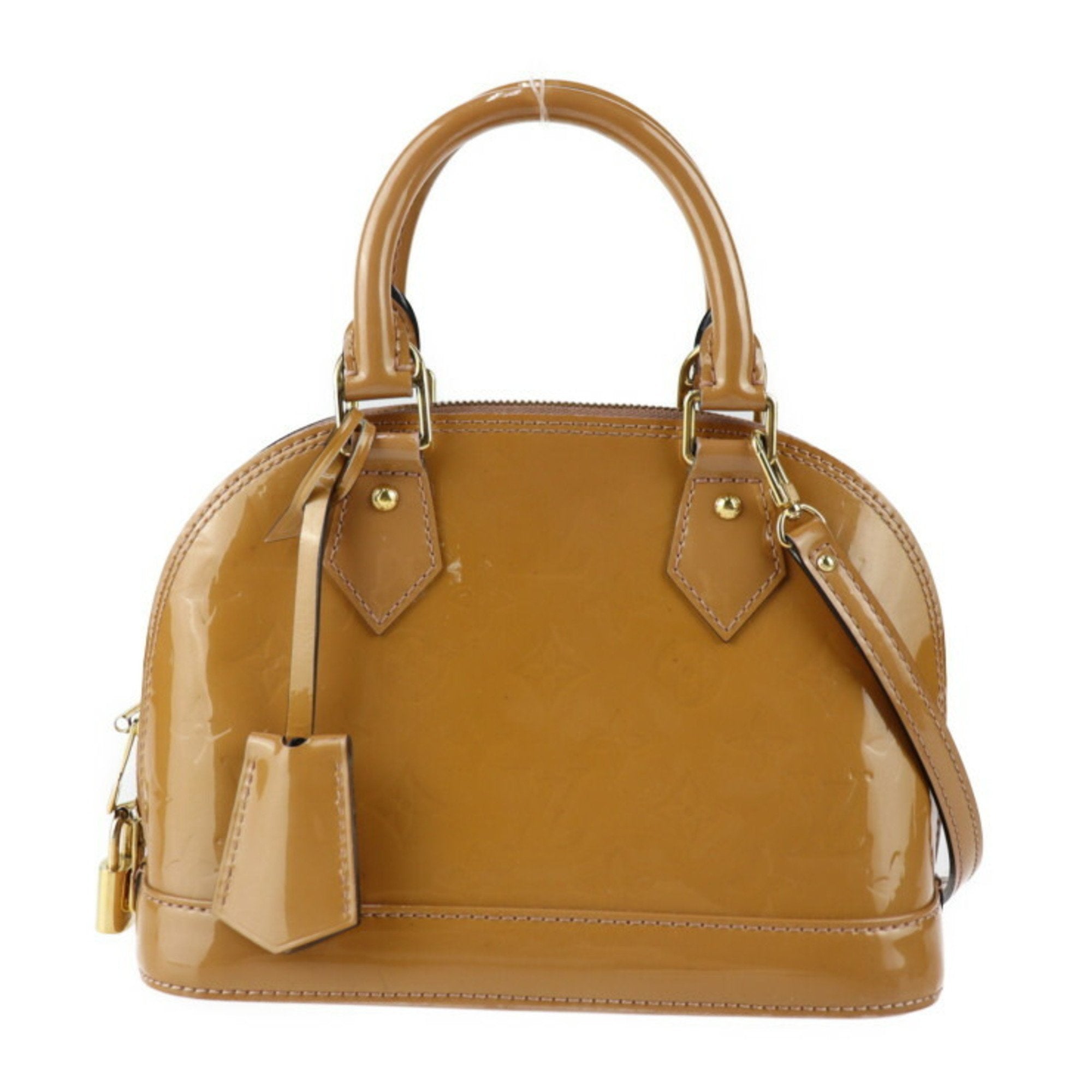 Louis Vuitton Alma BB Camel Patent Leather Handbag 