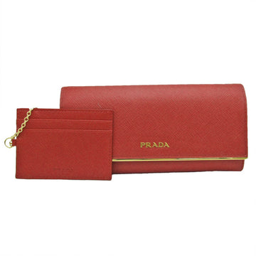 Prada Saffiano Red Metal Wallet 