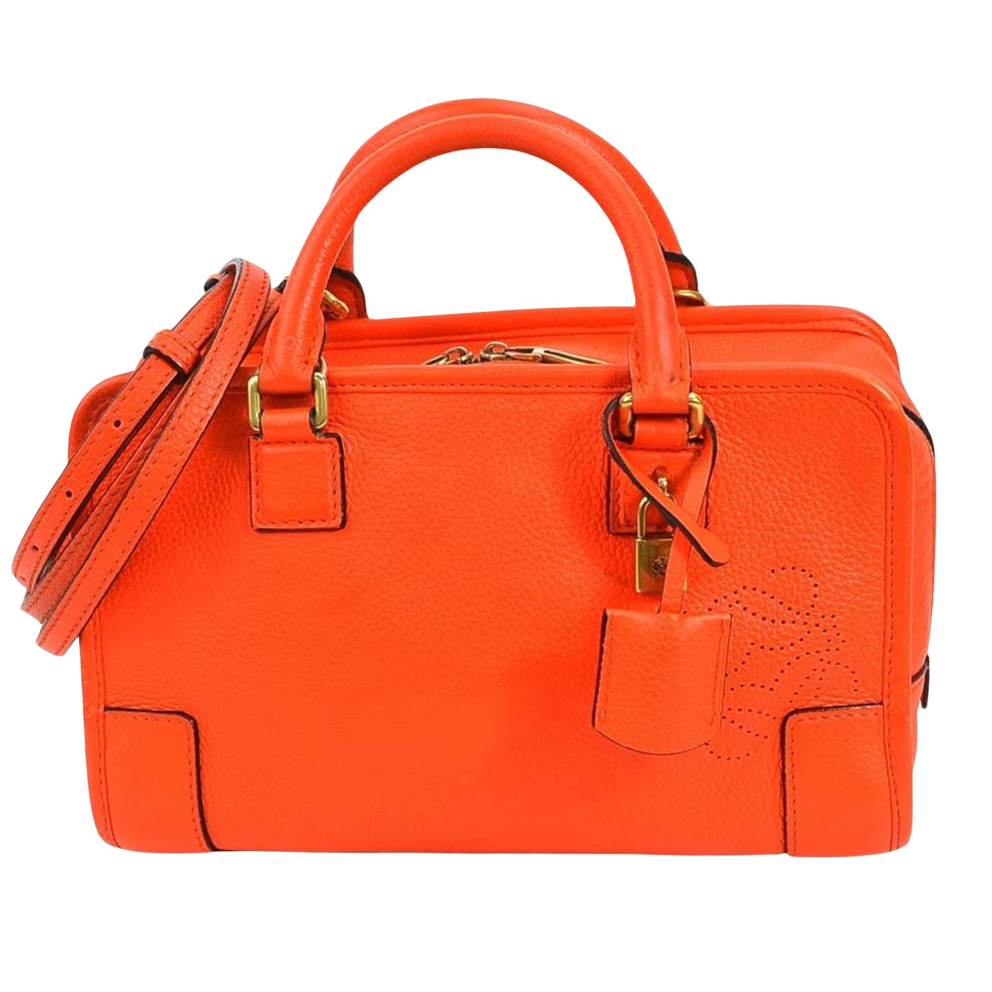 Loewe Amazona Orange Leather Handbag 