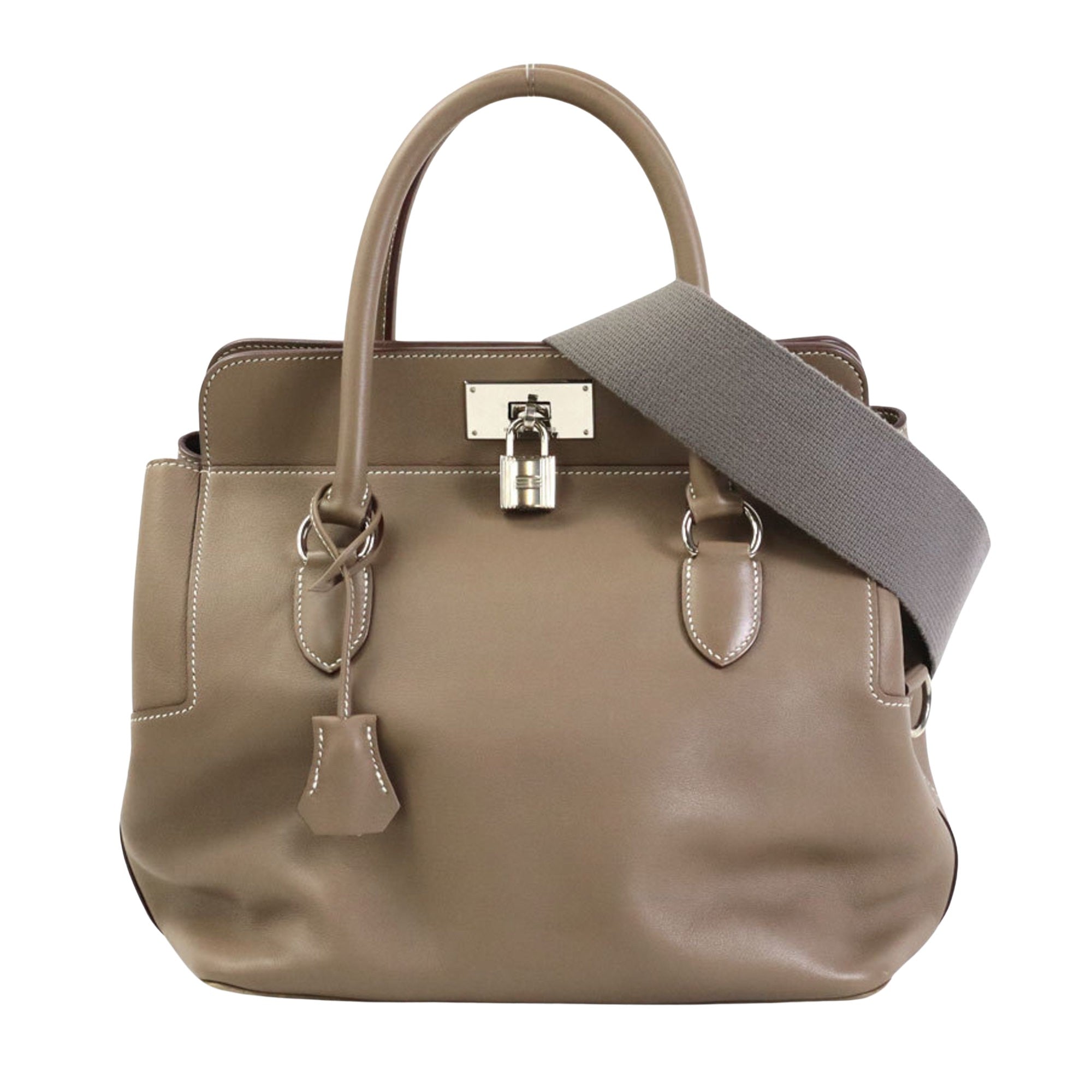 Hermès Toolbox Grey Leather Handbag 