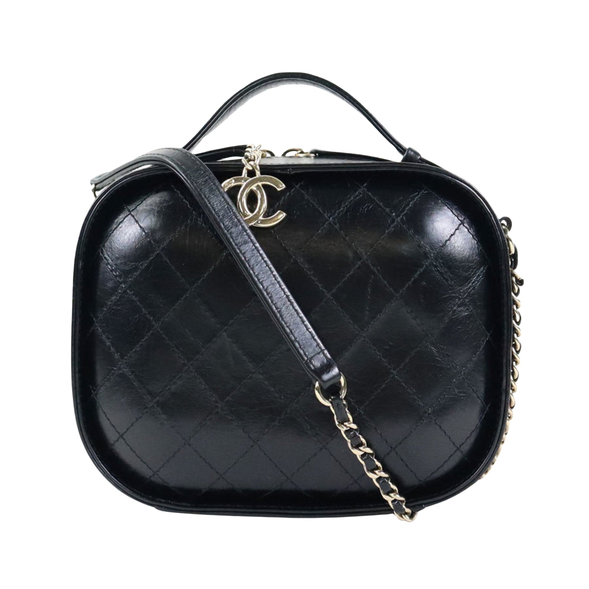 Chanel Vanity Black Leather Shopper Bag