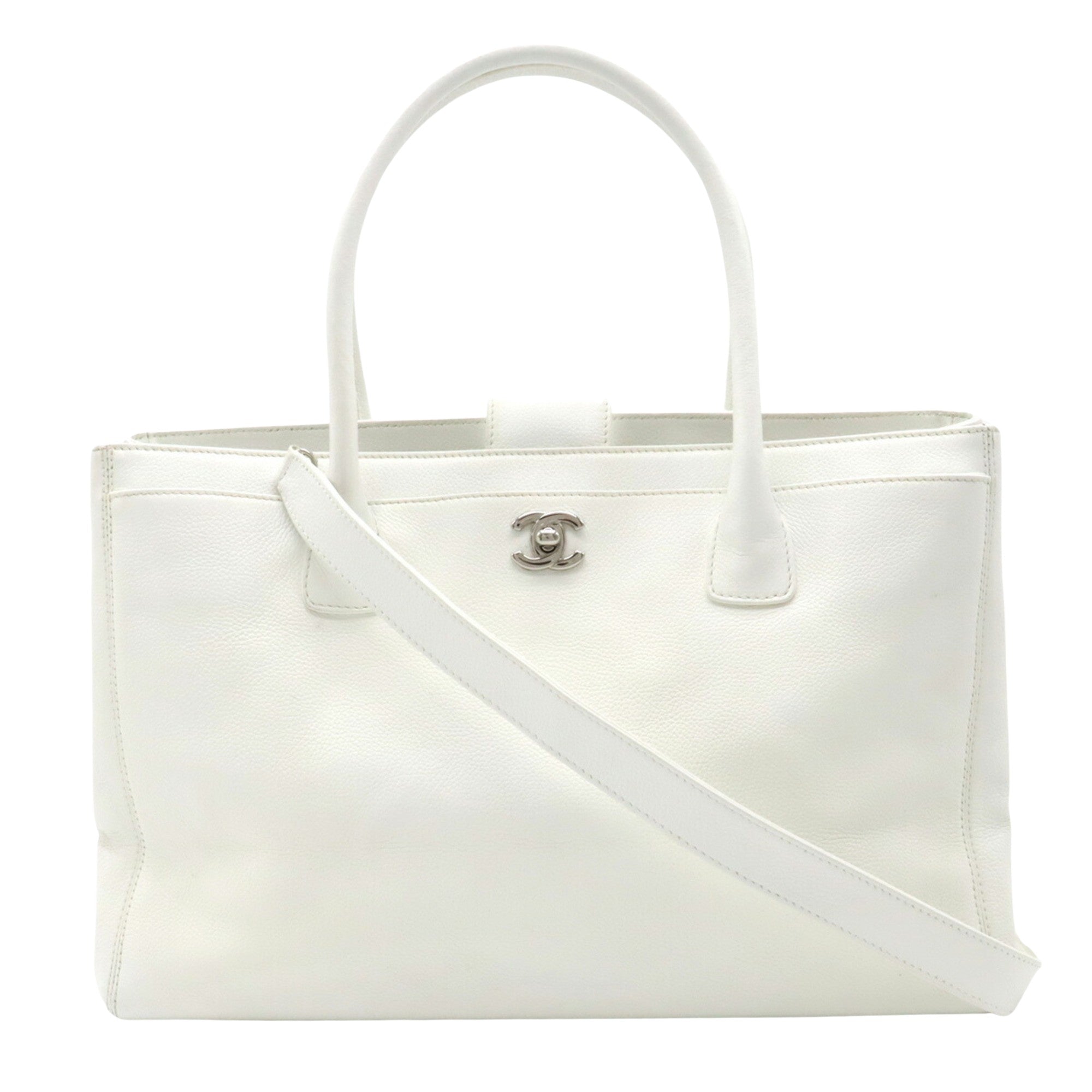 Chanel Executive White Leather Tote Bag