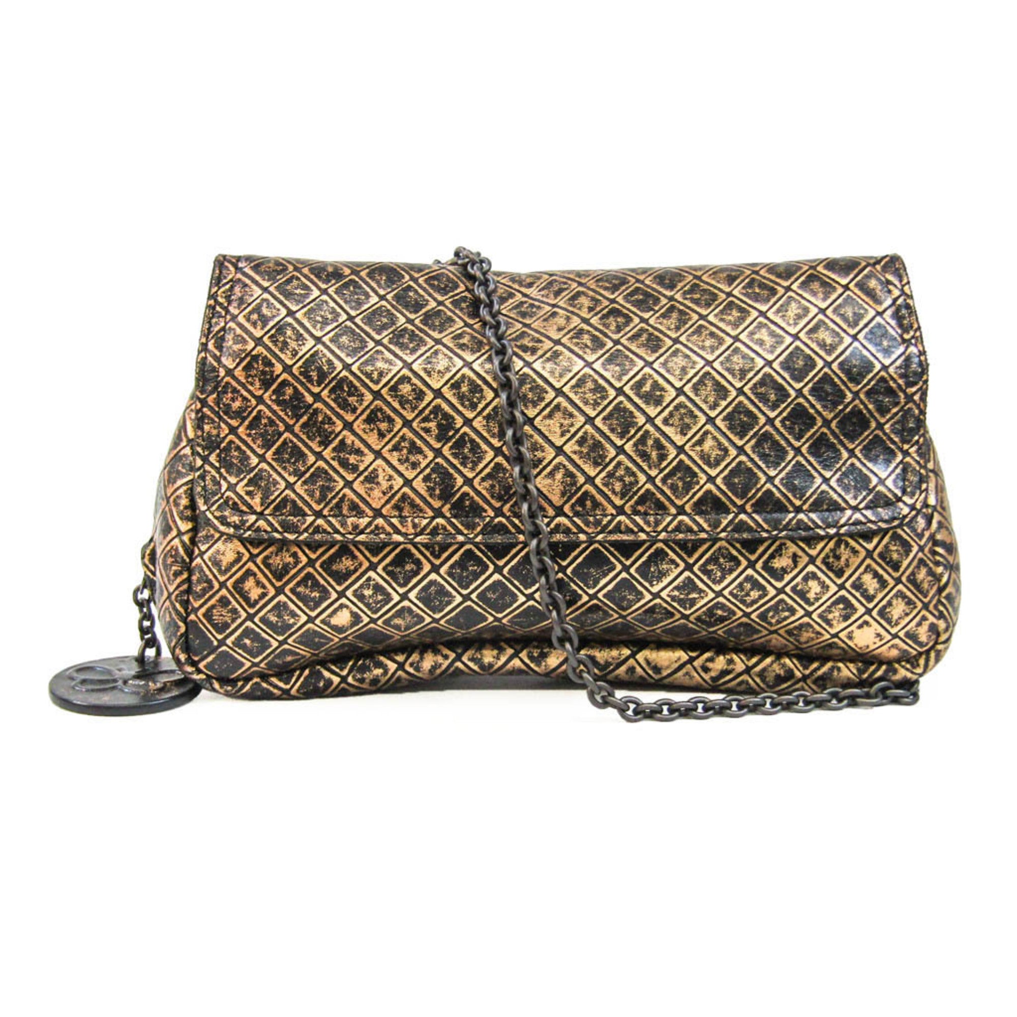 Bottega Veneta Intreccio mirage Gold Leather Shoulder Bag