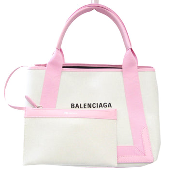 Balenciaga Navy Cabas Pink Leather Handbag 