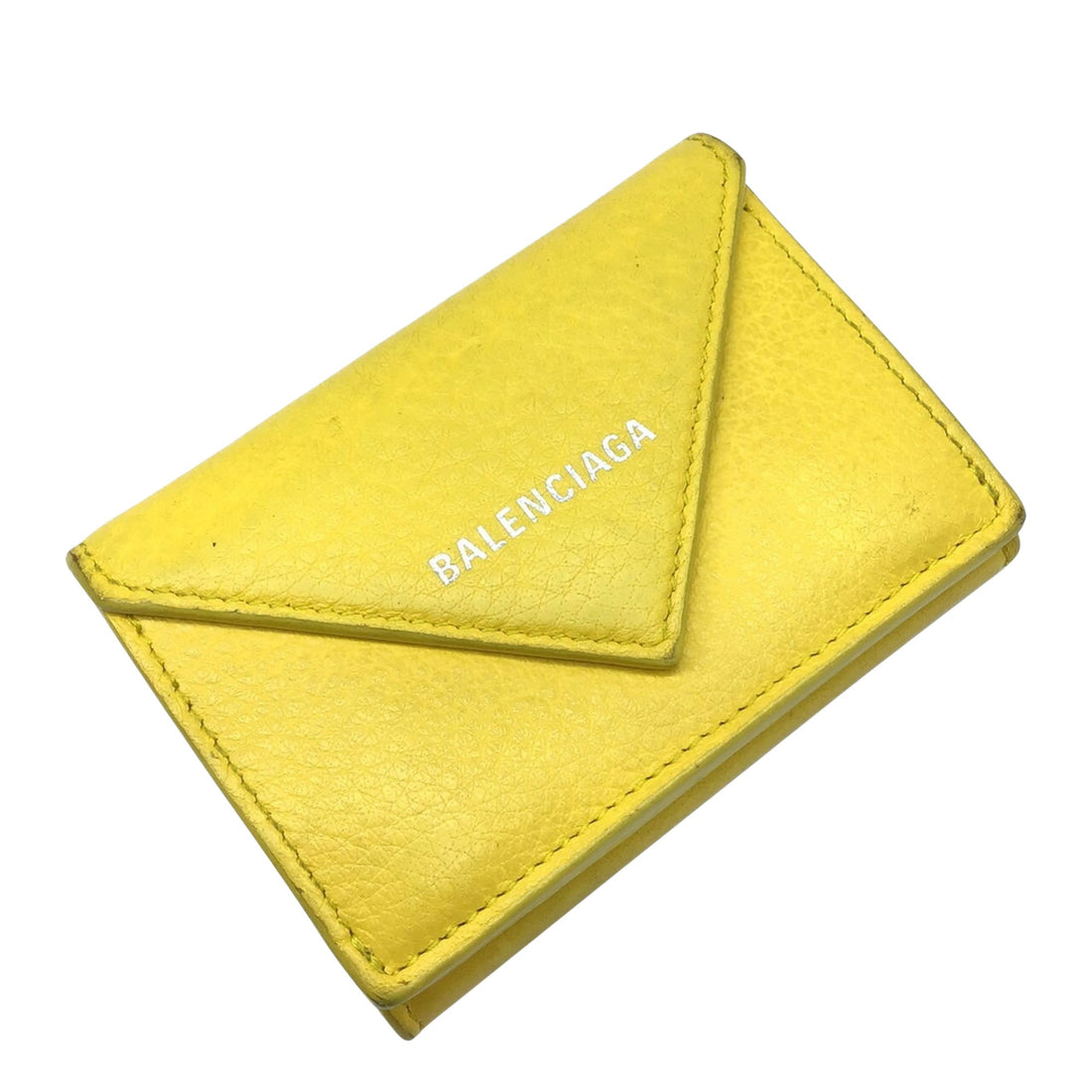 Balenciaga Papier Yellow Leather Wallet 