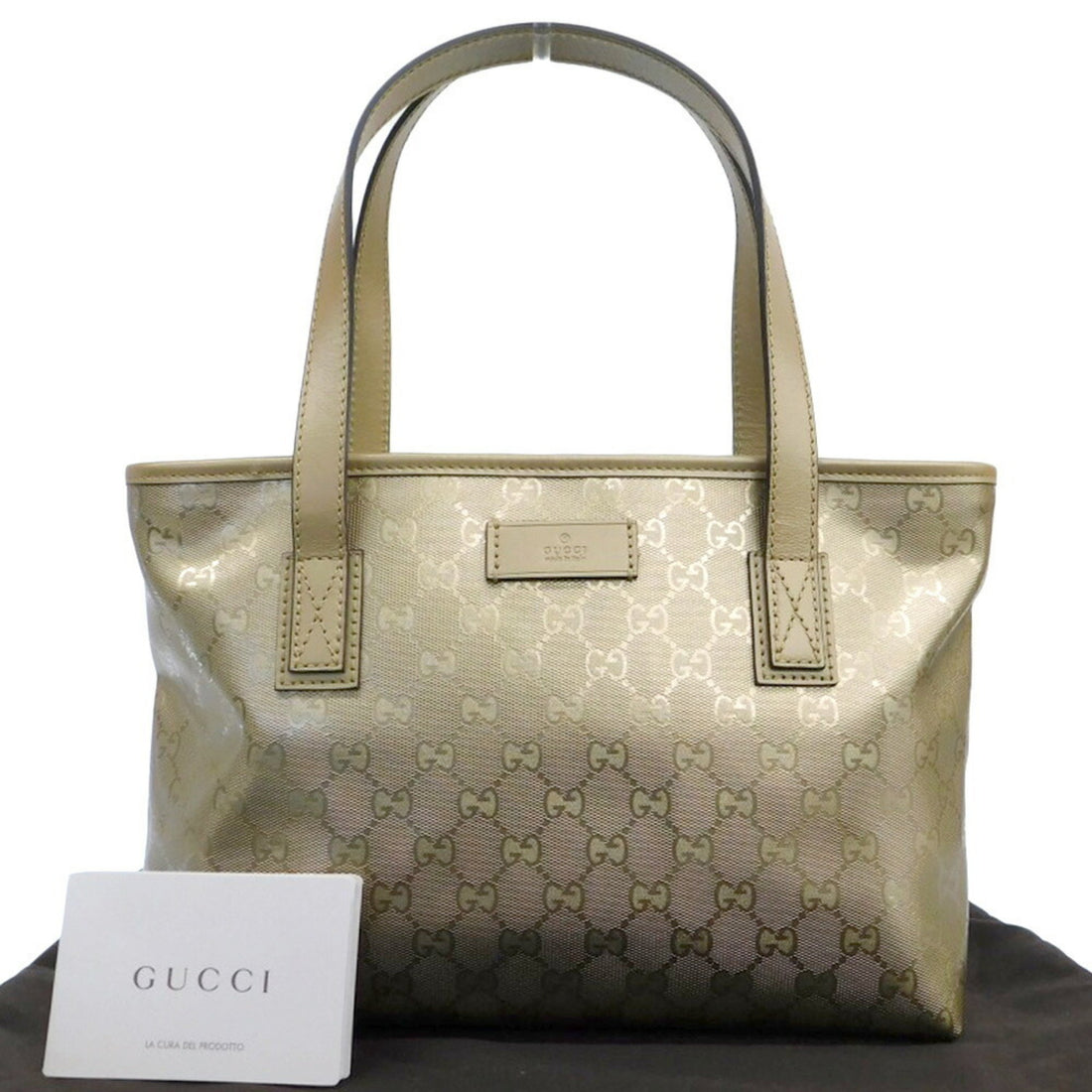 Gucci Cabas Gold Leather Tote Bag