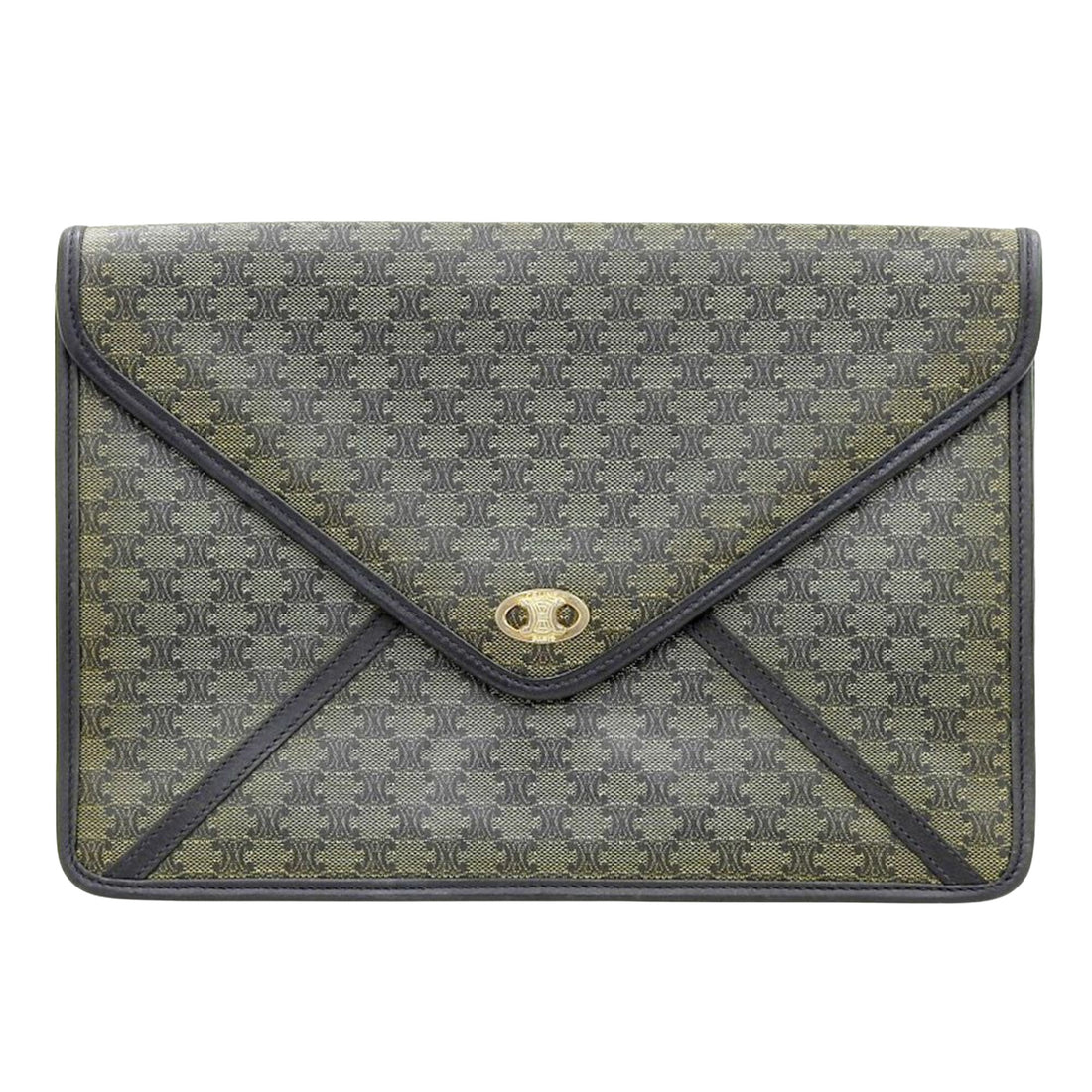 Céline Green Canvas Clutch Bag