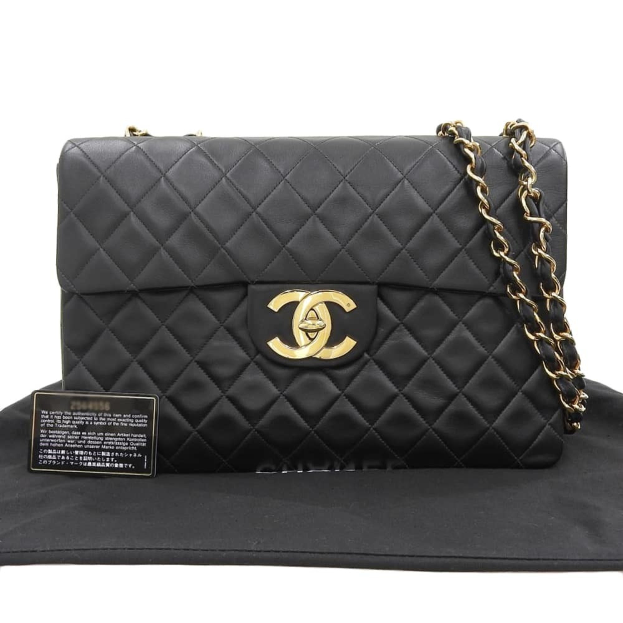 Chanel Jumbo Black Leather Shopper Bag