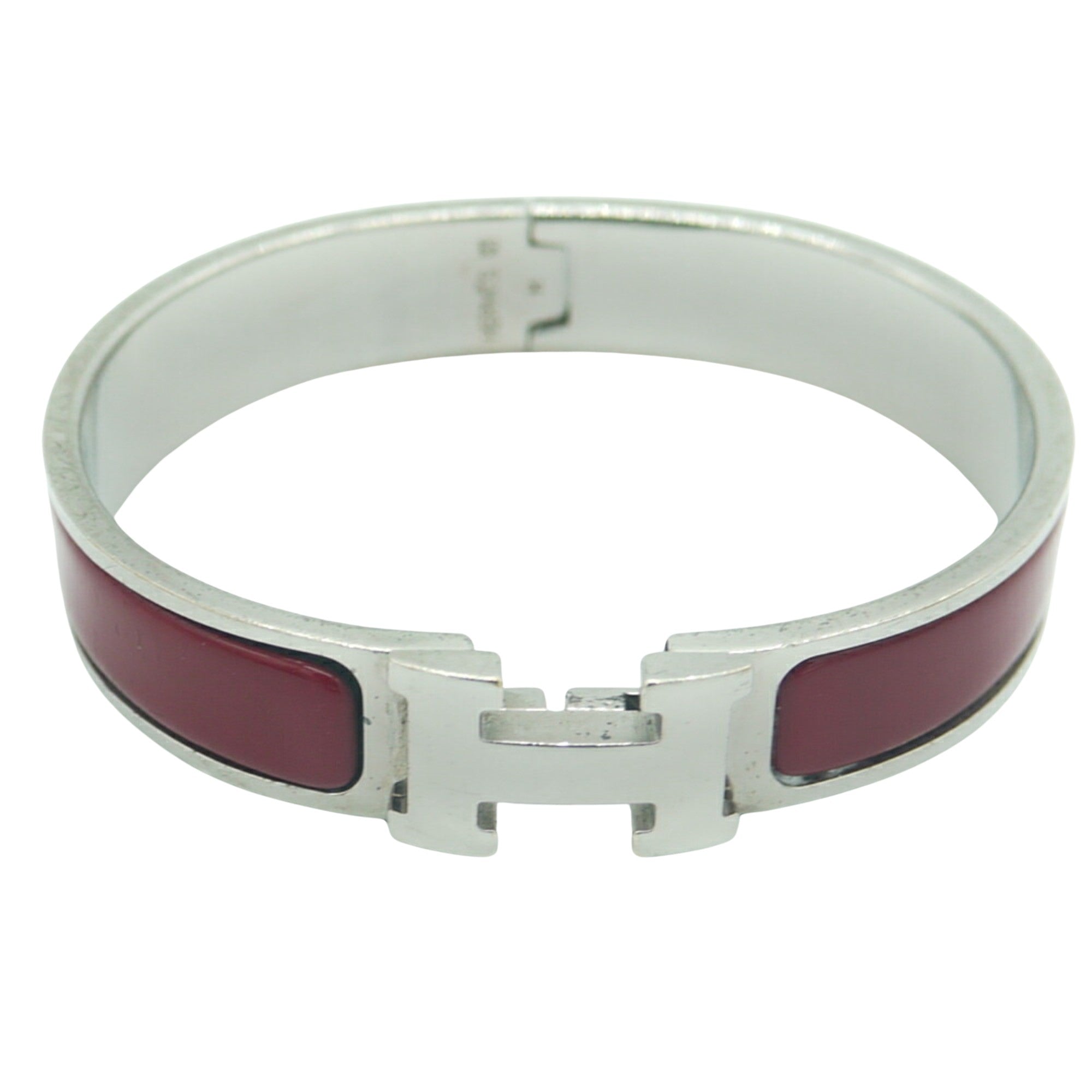 Hermès Clic H Red Leather Bracelet 