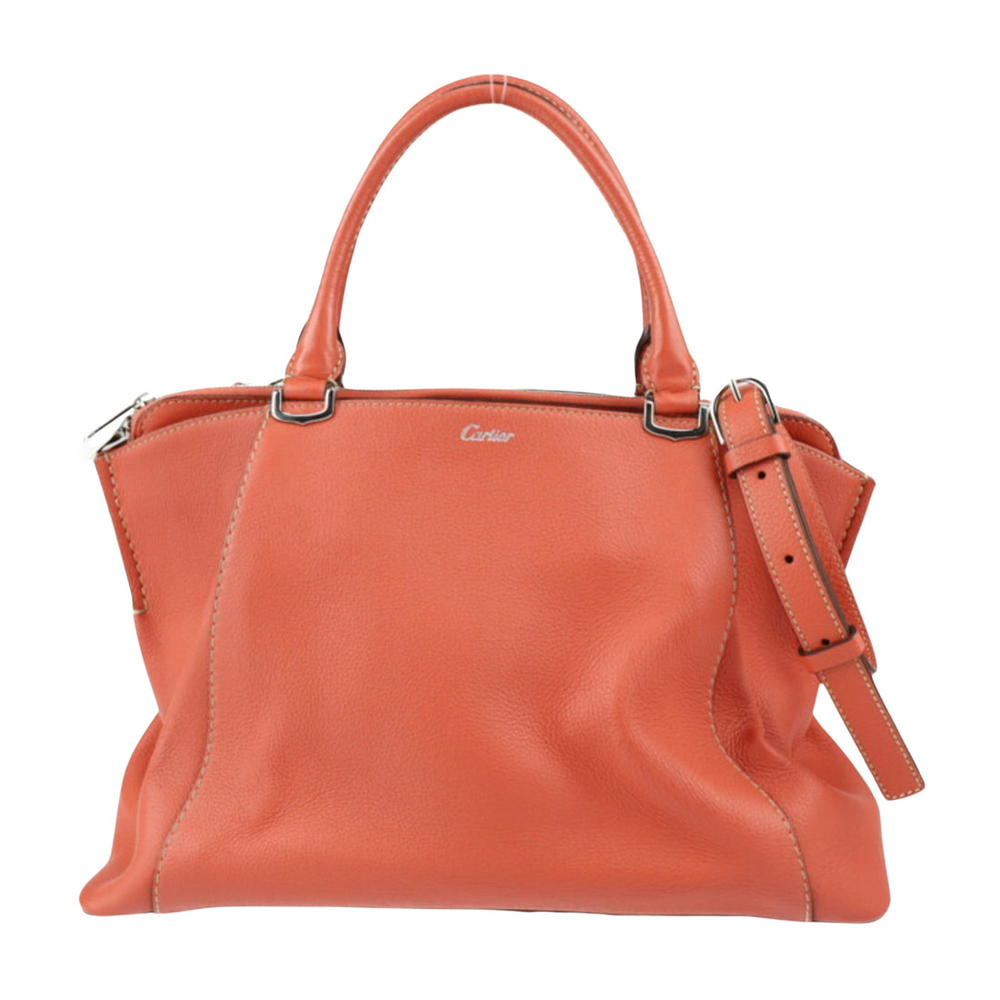 Cartier C de cartier Orange Leather Handbag 