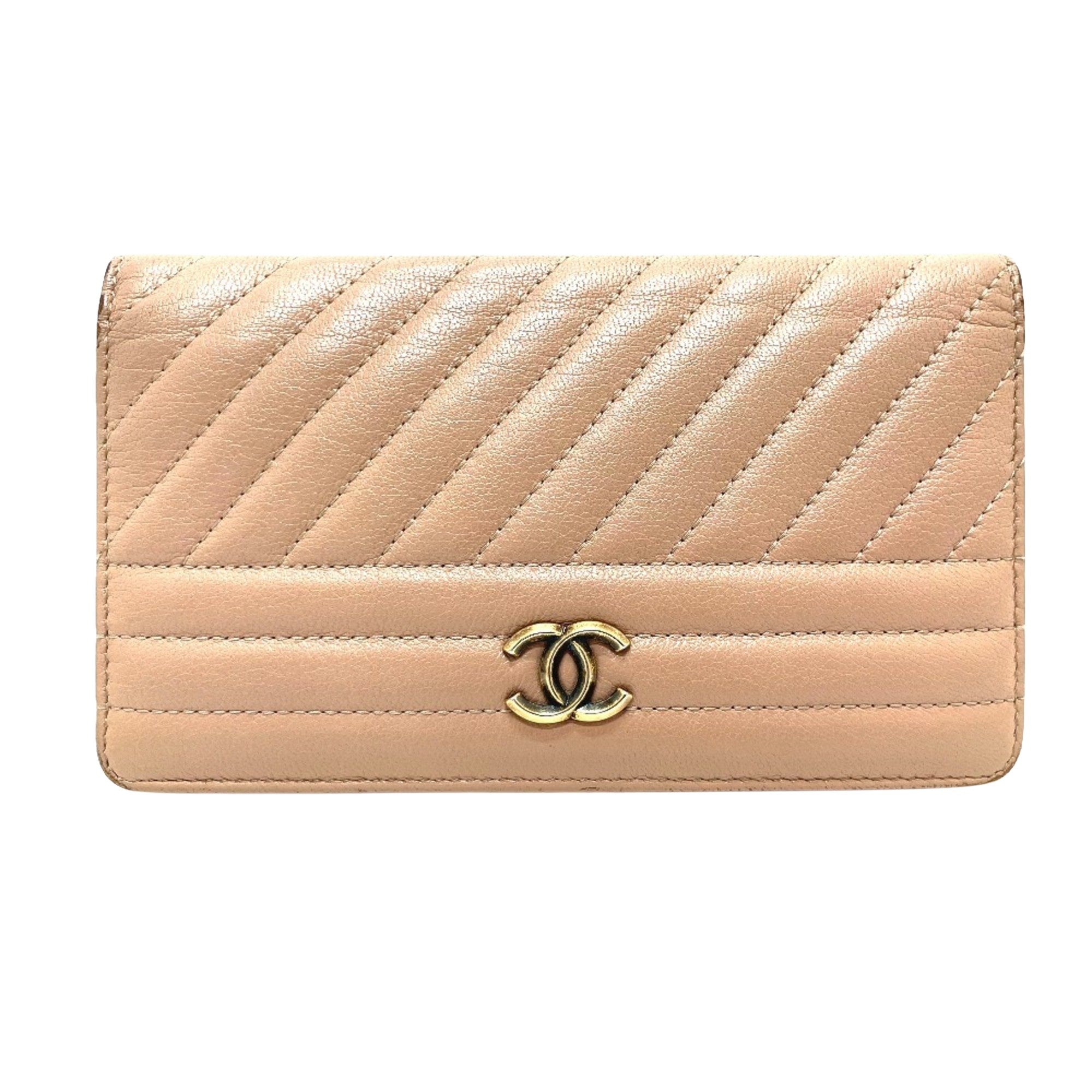 Chanel Coco Mark Orange Leather Wallet 