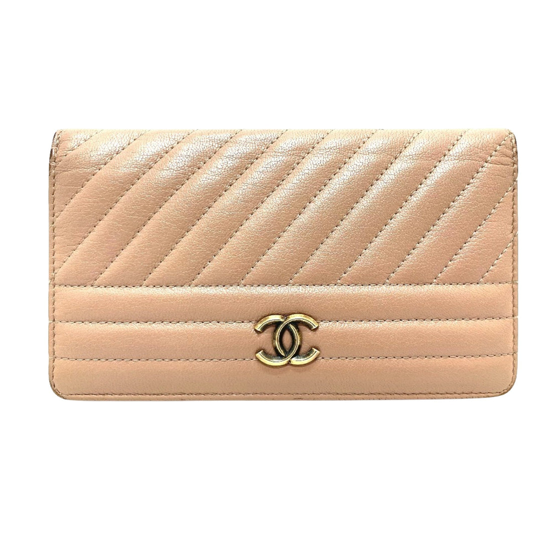 Chanel Coco Mark Orange Leather Wallet 