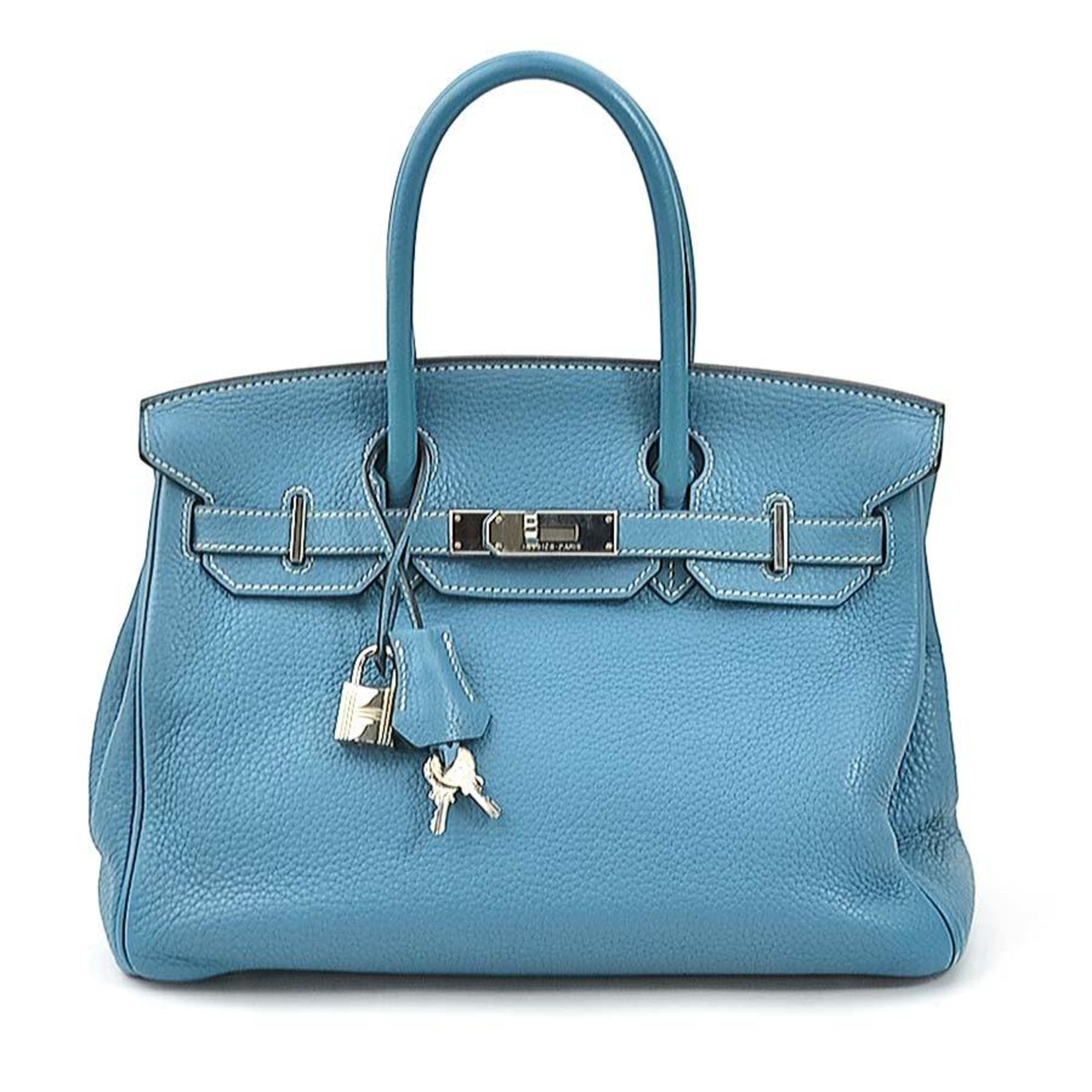 Hermès Birkin 30 Turquoise Leather Handbag 