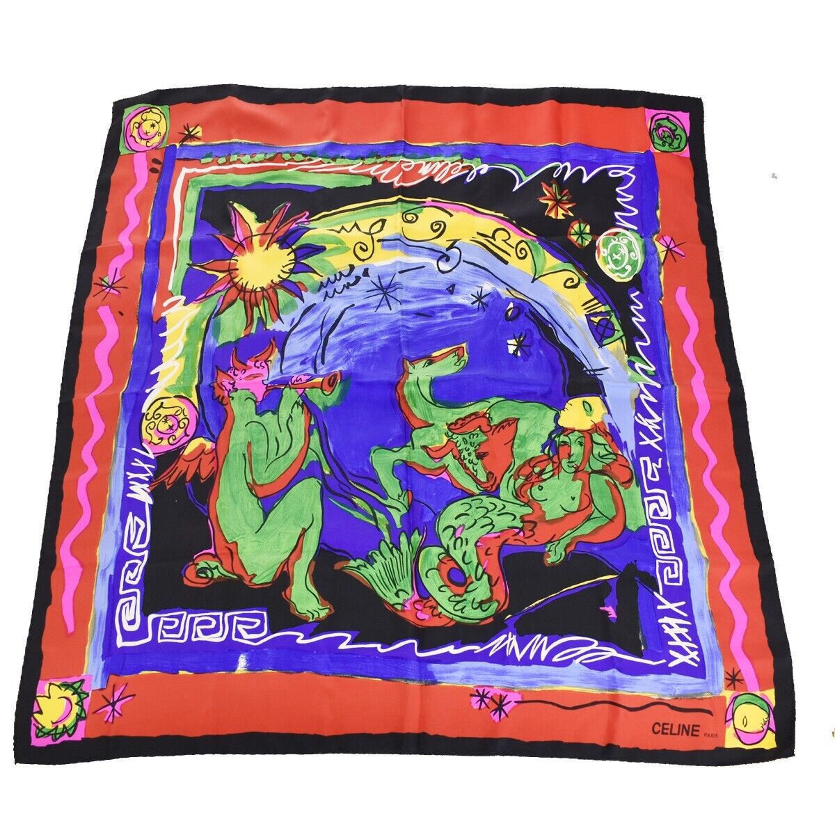 Céline Carré 90 Multicolour Silk Scarf 